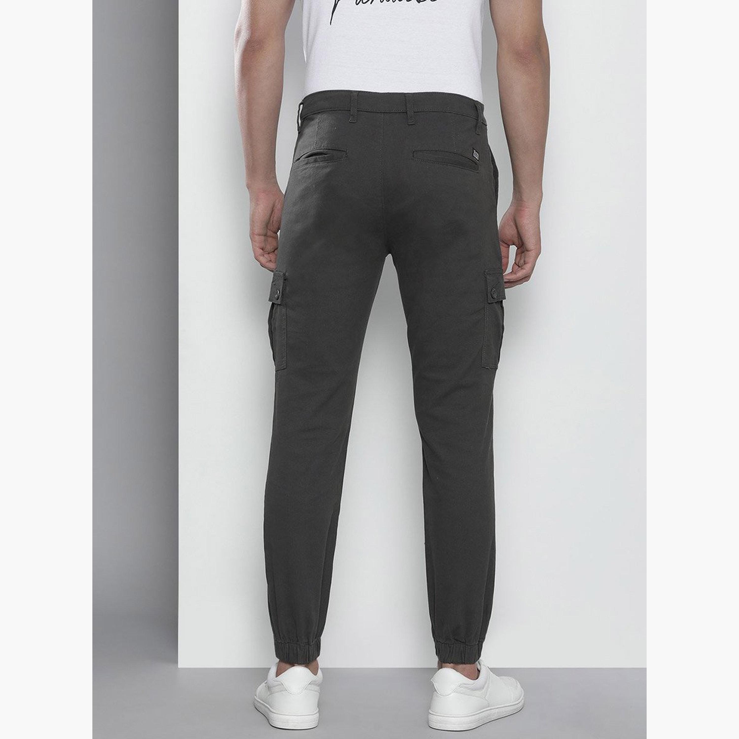 The Indian Garage Co X Styli Men Black Solid Slim Fit Cargo Pants-men-clothing-bottoms-joggers-image-3