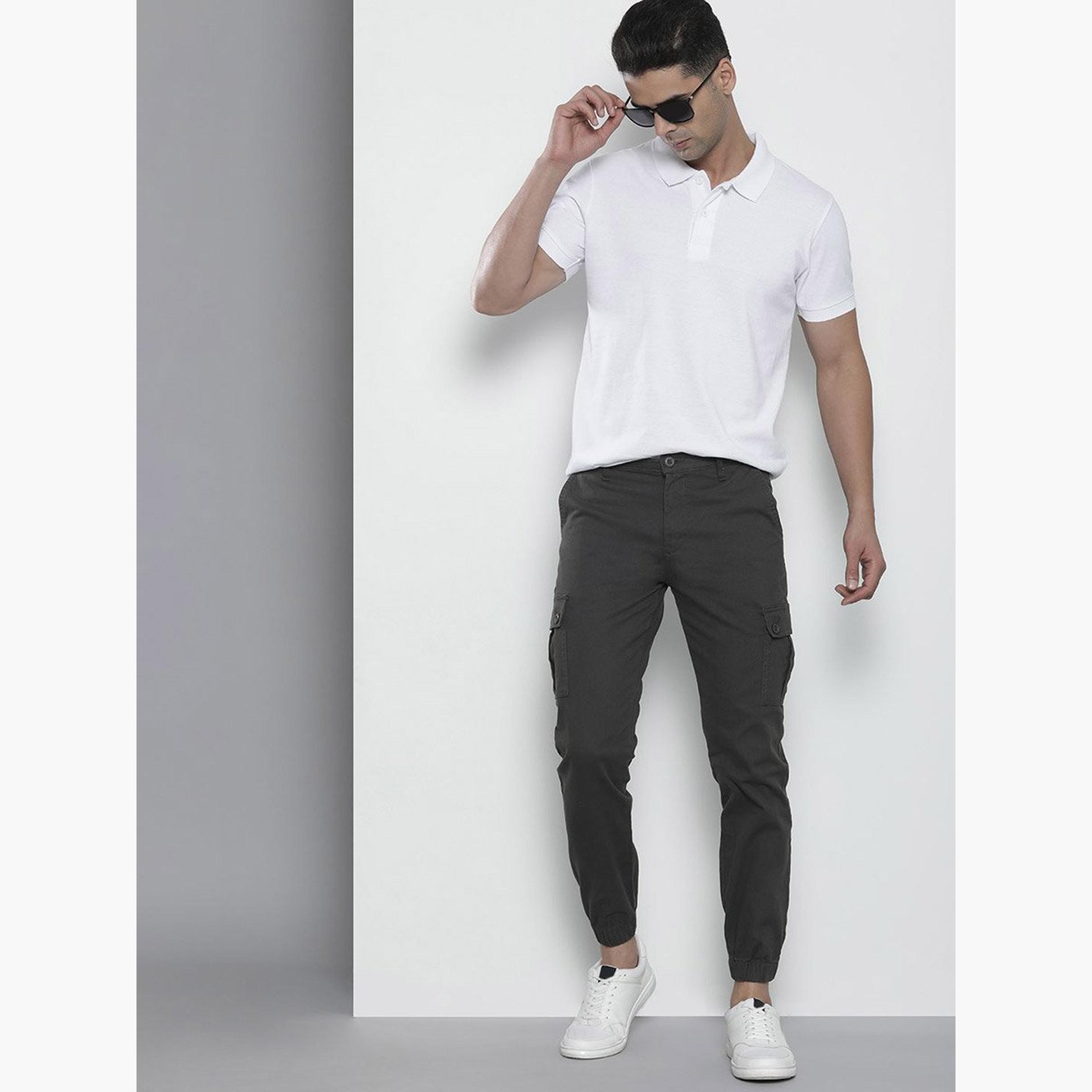 The Indian Garage Co X Styli Men Black Solid Slim Fit Cargo Pants-men-clothing-bottoms-joggers-image-5