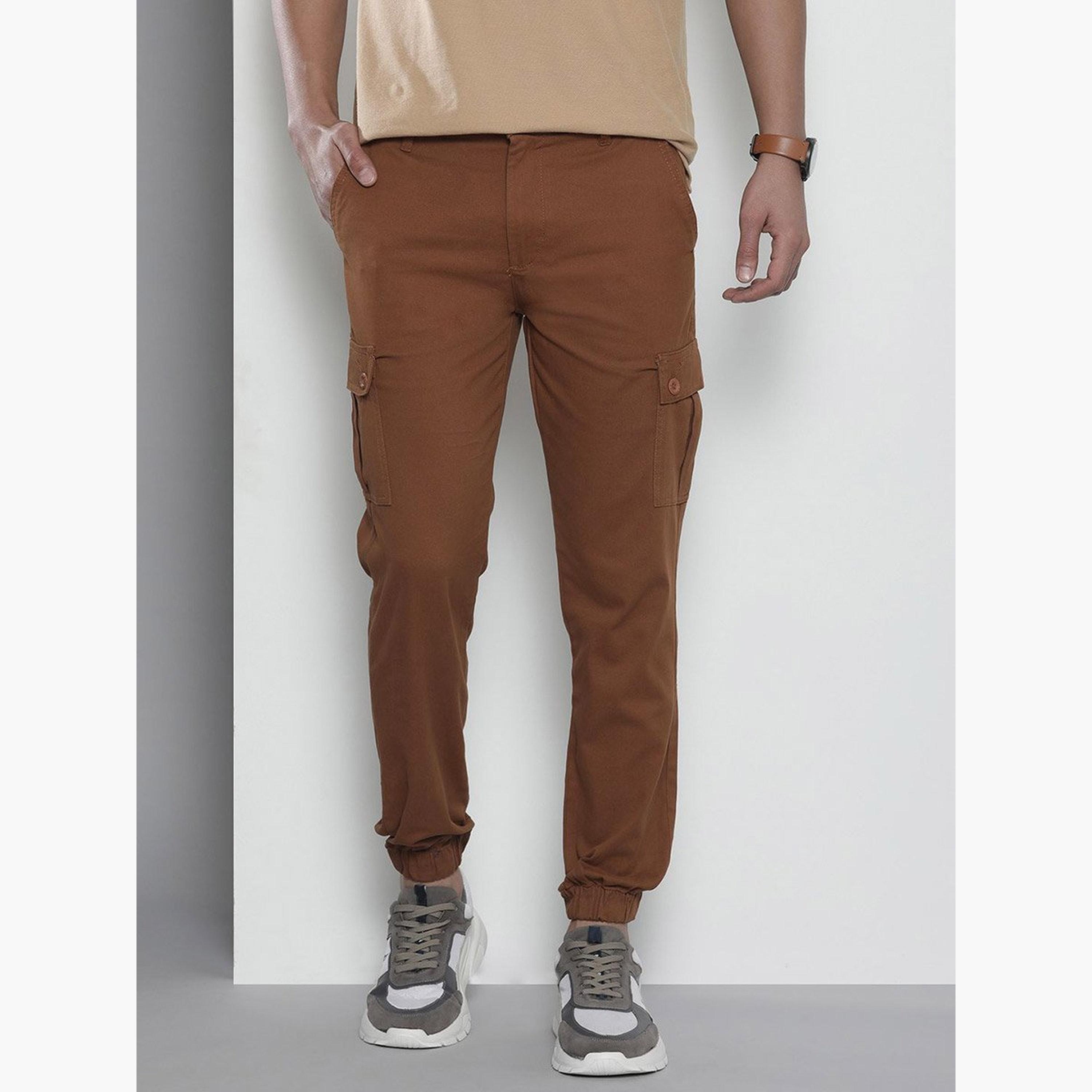 The Indian Garage Co X Styli Men Rust Solid Slim Fit Cargo Pants-men-clothing-bottoms-joggers-image-2