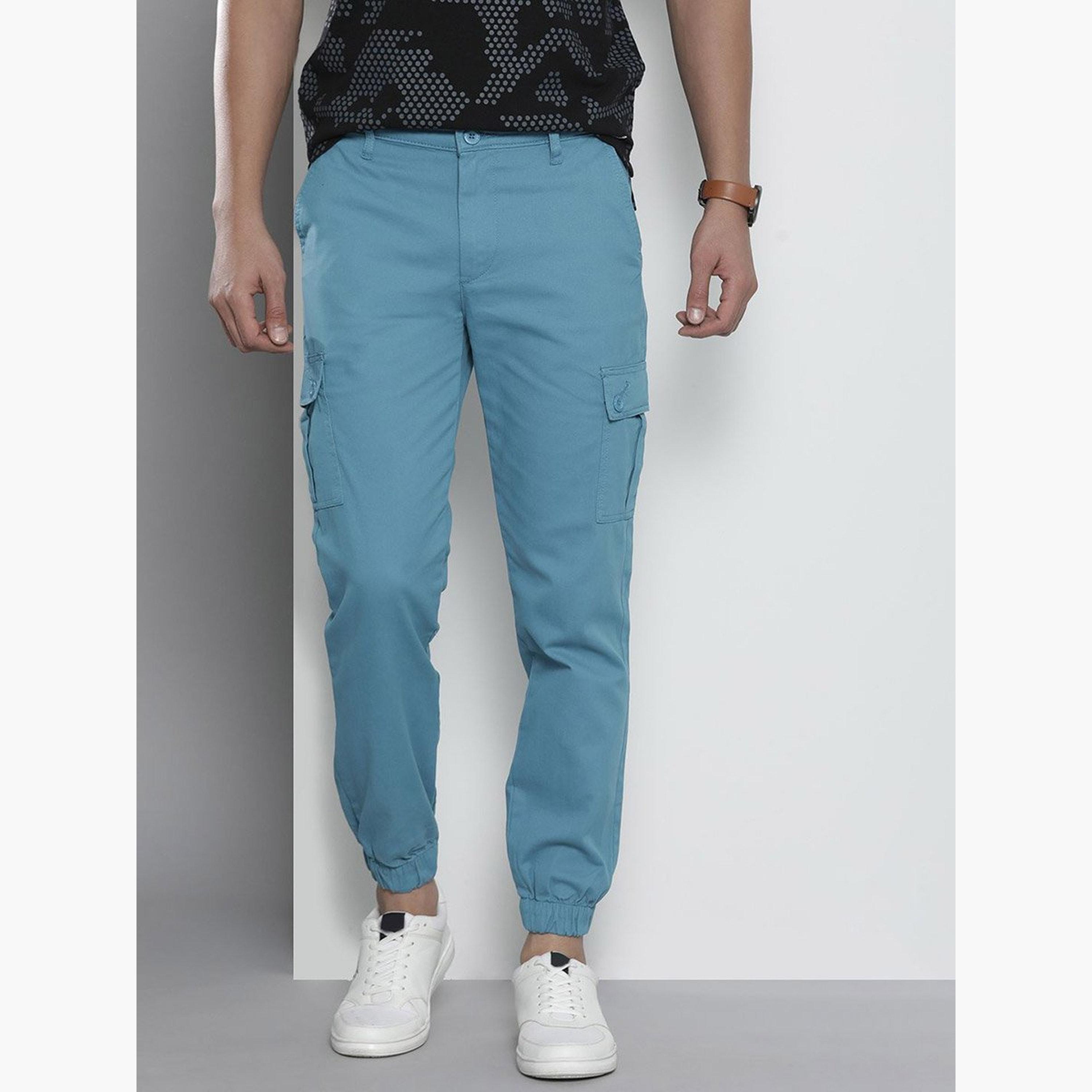ذا انديان كراج كو × ستايلي - بنطال كارجو للرجال ضيق باللون الأزرق-men-clothing-bottoms-joggers-image-1