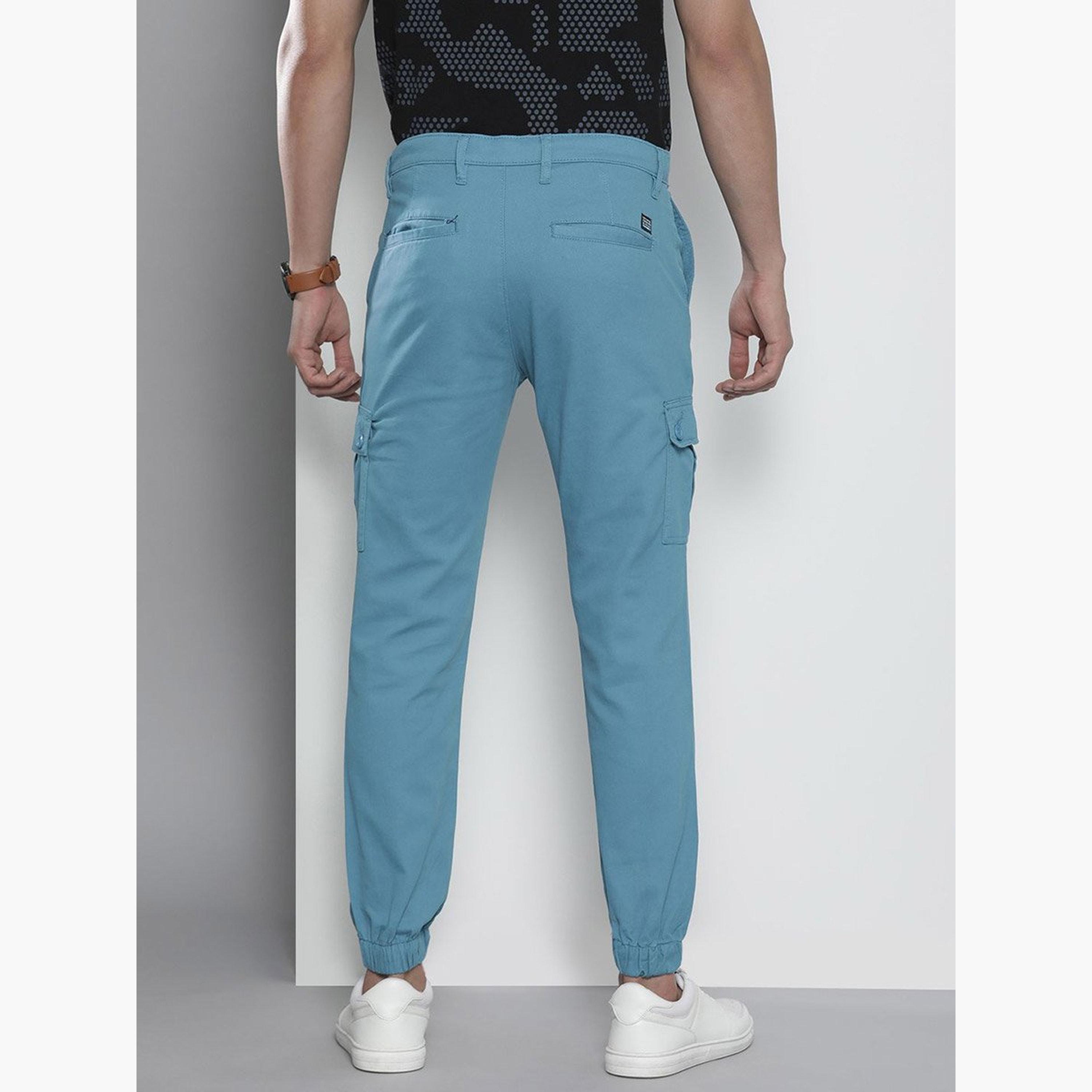 ذا انديان كراج كو × ستايلي - بنطال كارجو للرجال ضيق باللون الأزرق-men-clothing-bottoms-joggers-image-3