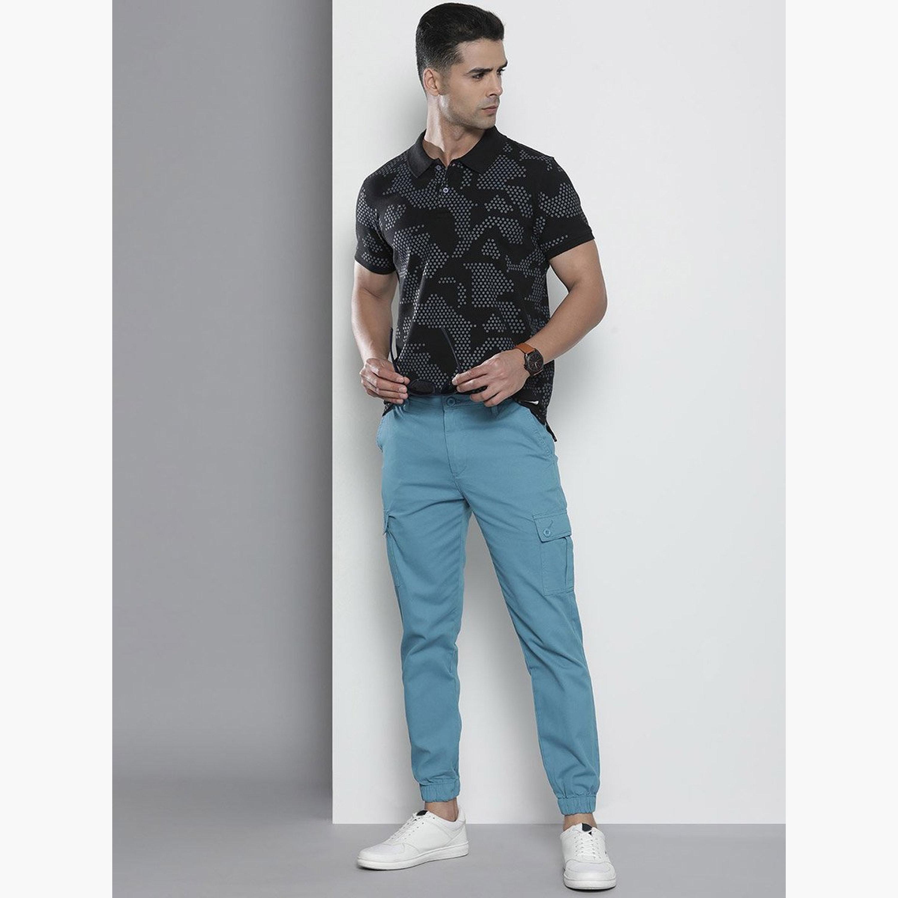 ذا انديان كراج كو × ستايلي - بنطال كارجو للرجال ضيق باللون الأزرق-men-clothing-bottoms-joggers-image-5