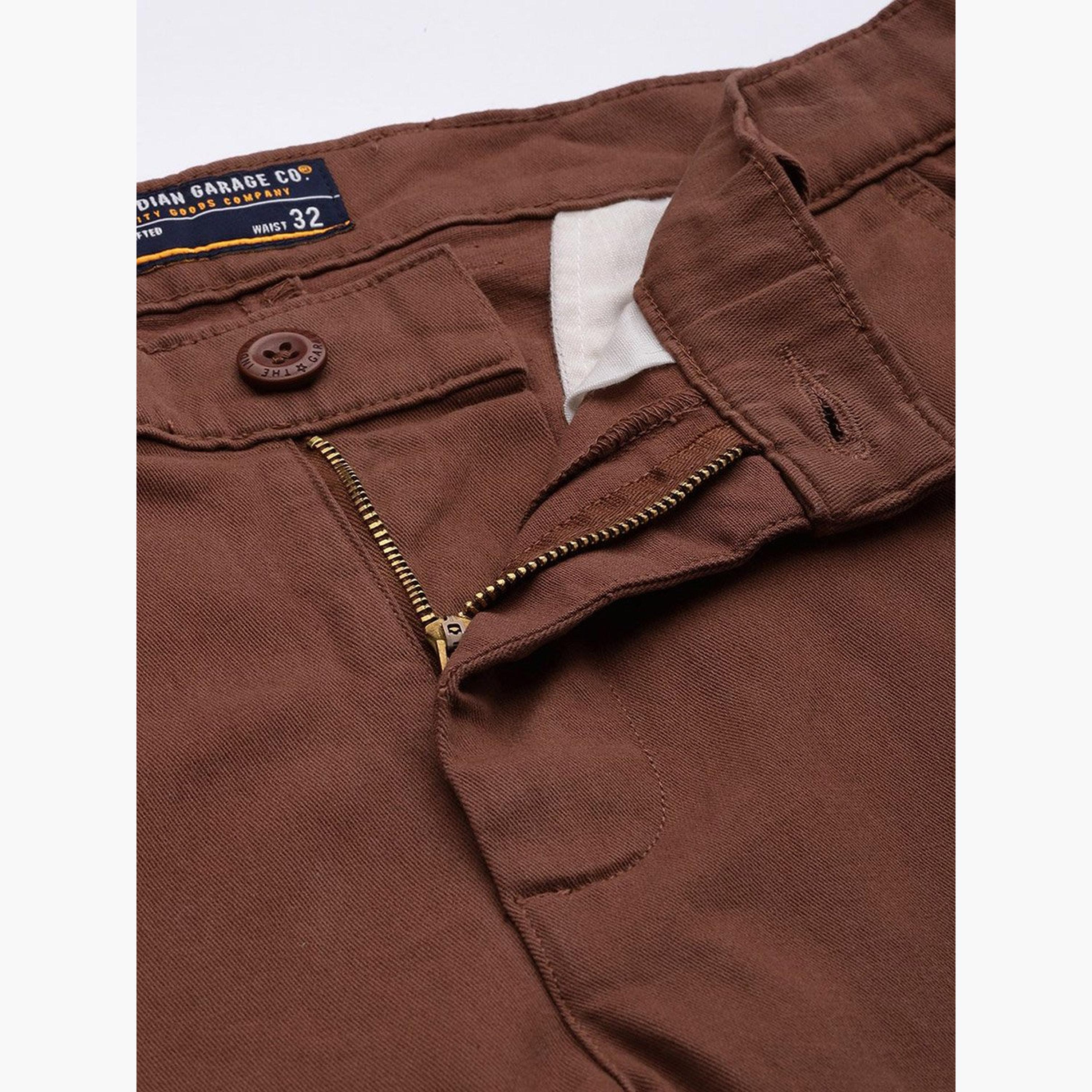 The Indian Garage Co X Styli Men Brown Solid Slim Fit Cargo Pants-men-clothing-bottoms-joggers-image-4