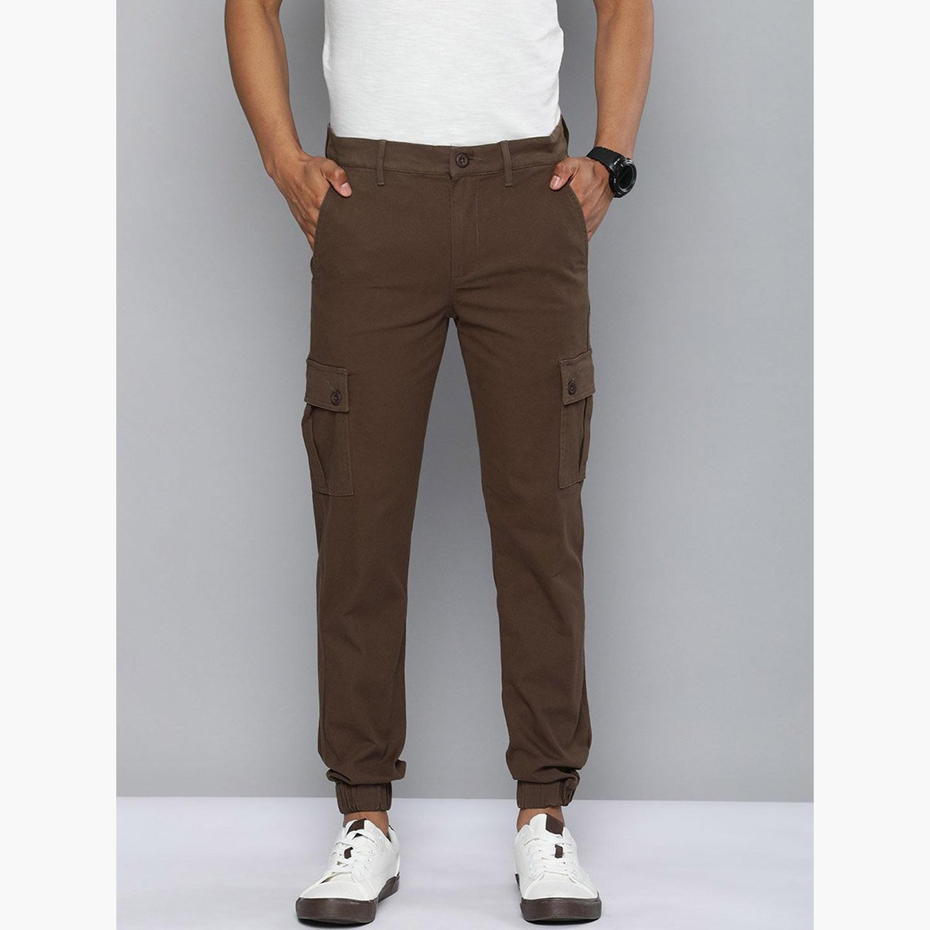 ذا انديان كراج كو × ستايلي - بنطال كارجو للرجال بني تصميم نحيف-men-clothing-bottoms-trousersandchinos-trousers-image-1