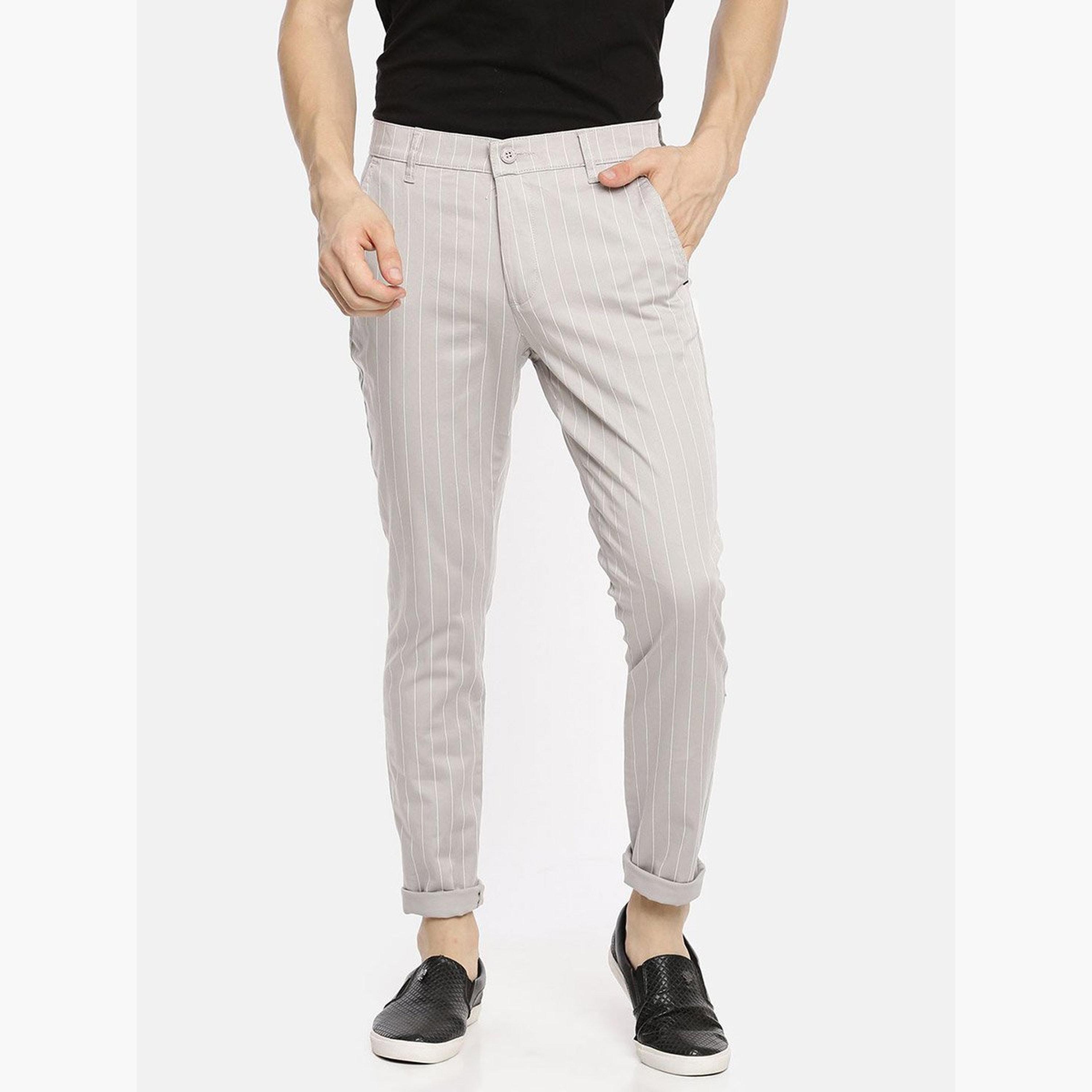ذا انديان كراج كو × ستايلي - بنطال تشينو رمادي مخطط للرجال-men-clothing-bottoms-trousersandchinos-chinos-image-5