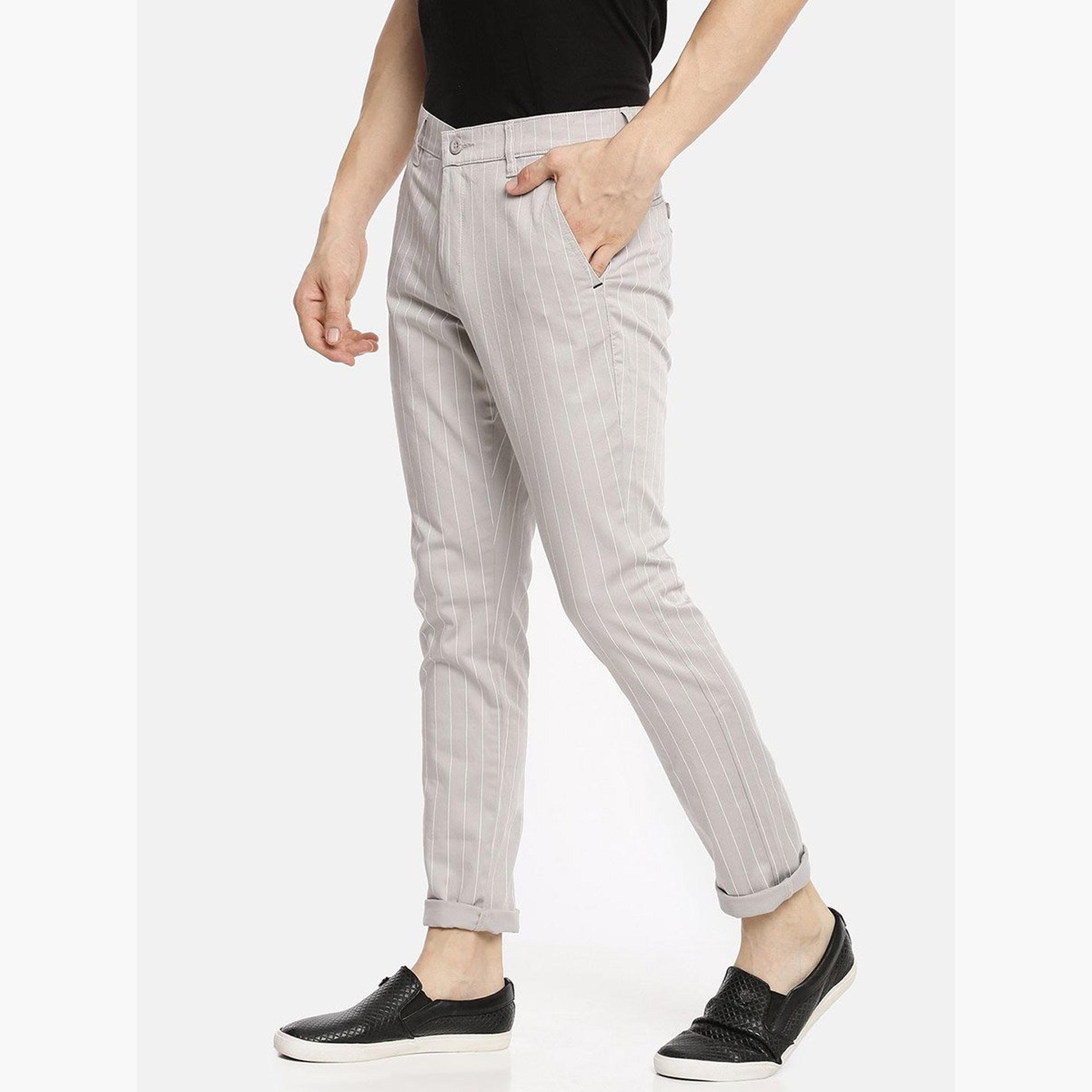ذا انديان كراج كو × ستايلي - بنطال تشينو رمادي مخطط للرجال-men-clothing-bottoms-trousersandchinos-chinos-image-4