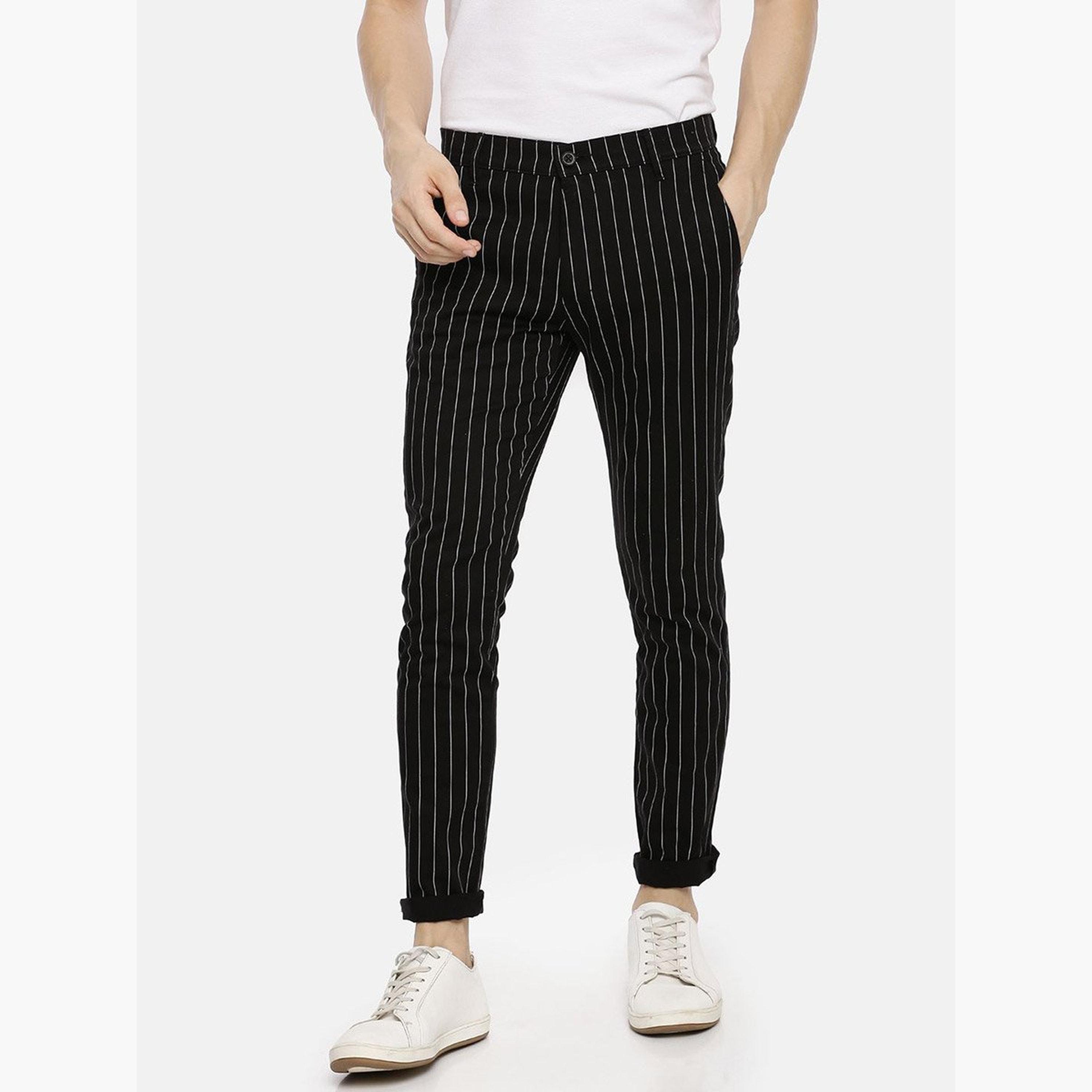ذا انديان كراج كو × ستايلي - بنطال تشينو للرجال أسود مخطط تصميم ضيق-men-clothing-bottoms-trousersandchinos-chinos-image-5
