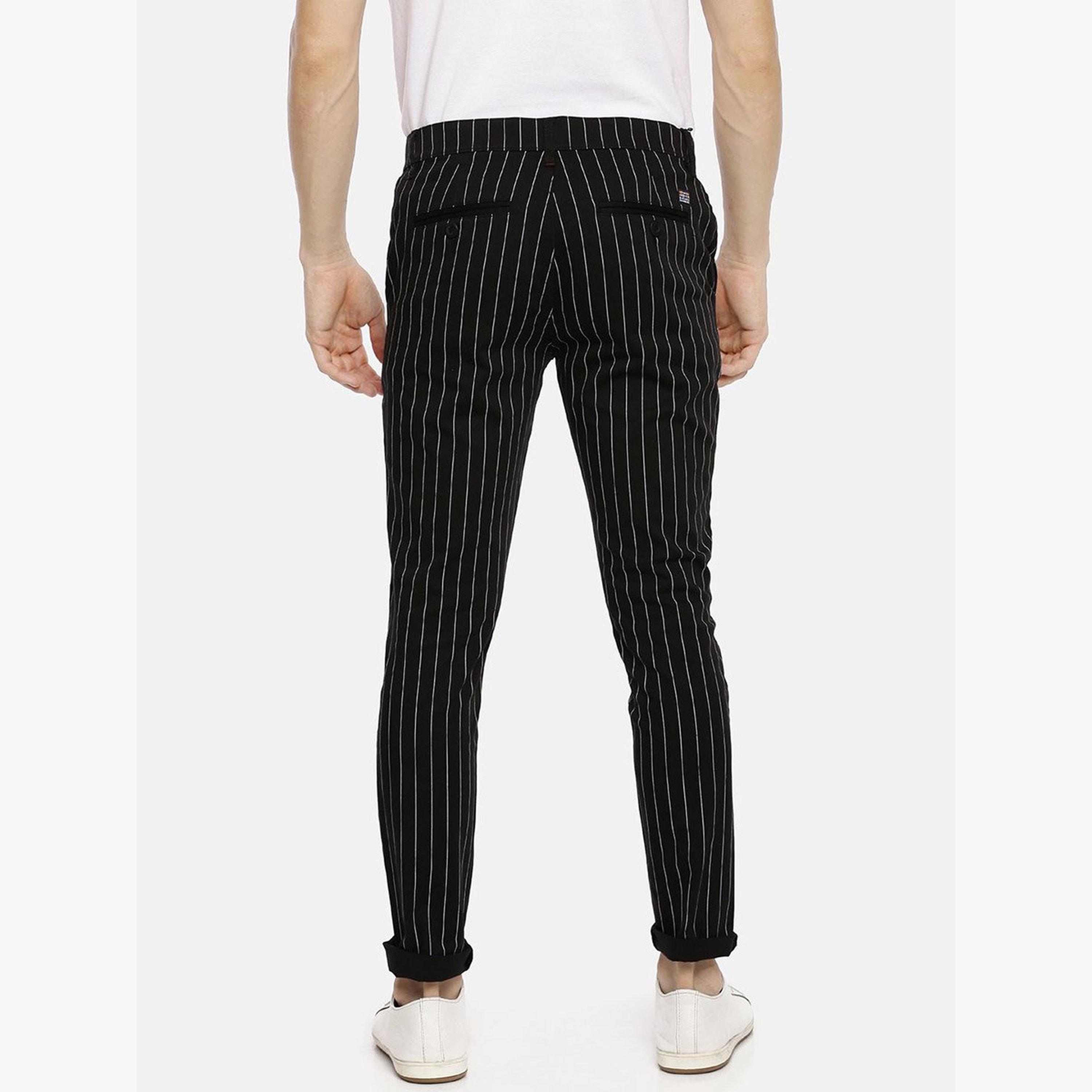 ذا انديان كراج كو × ستايلي - بنطال تشينو للرجال أسود مخطط تصميم ضيق-men-clothing-bottoms-trousersandchinos-chinos-image-3