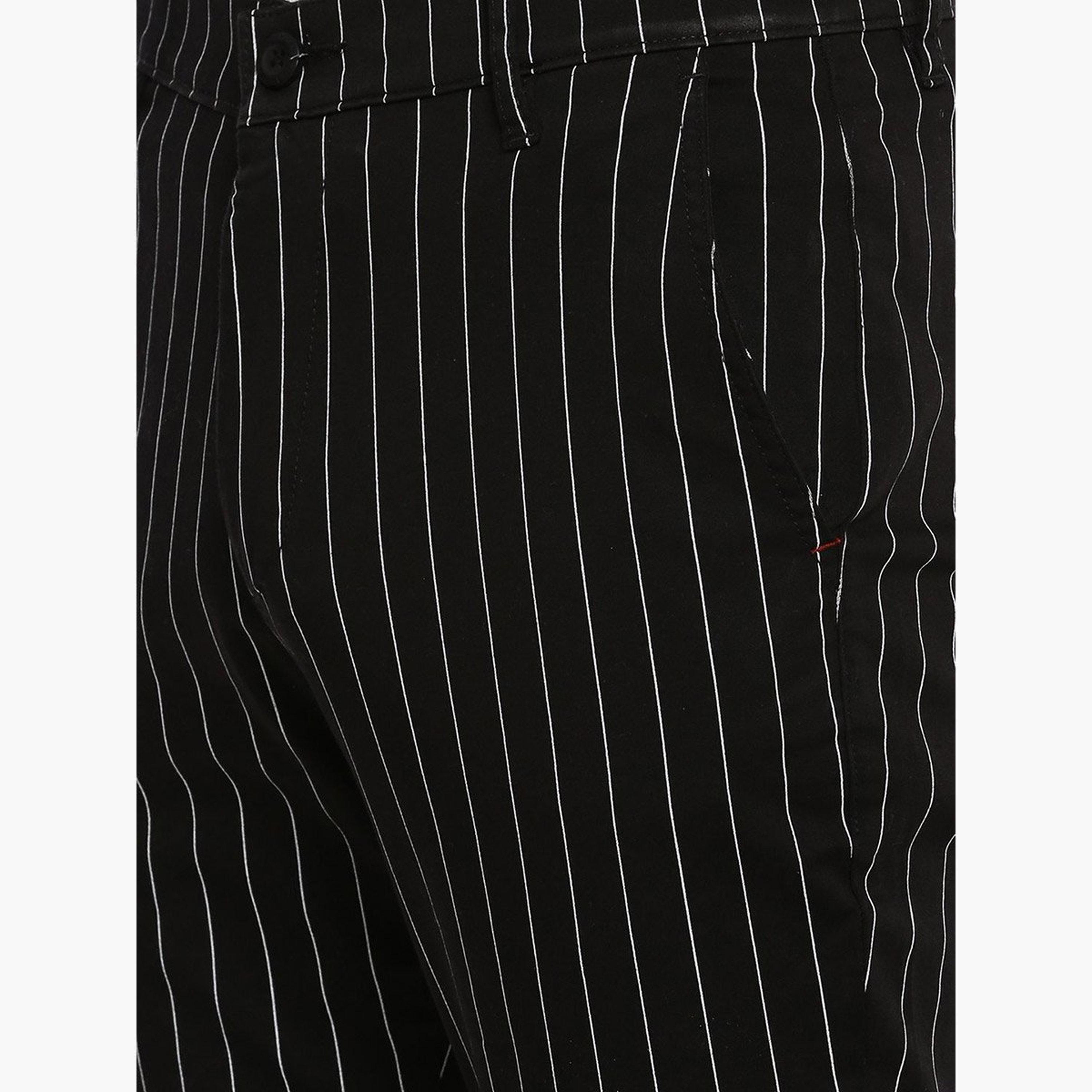 ذا انديان كراج كو × ستايلي - بنطال تشينو للرجال أسود مخطط تصميم ضيق-men-clothing-bottoms-trousersandchinos-chinos-image-2