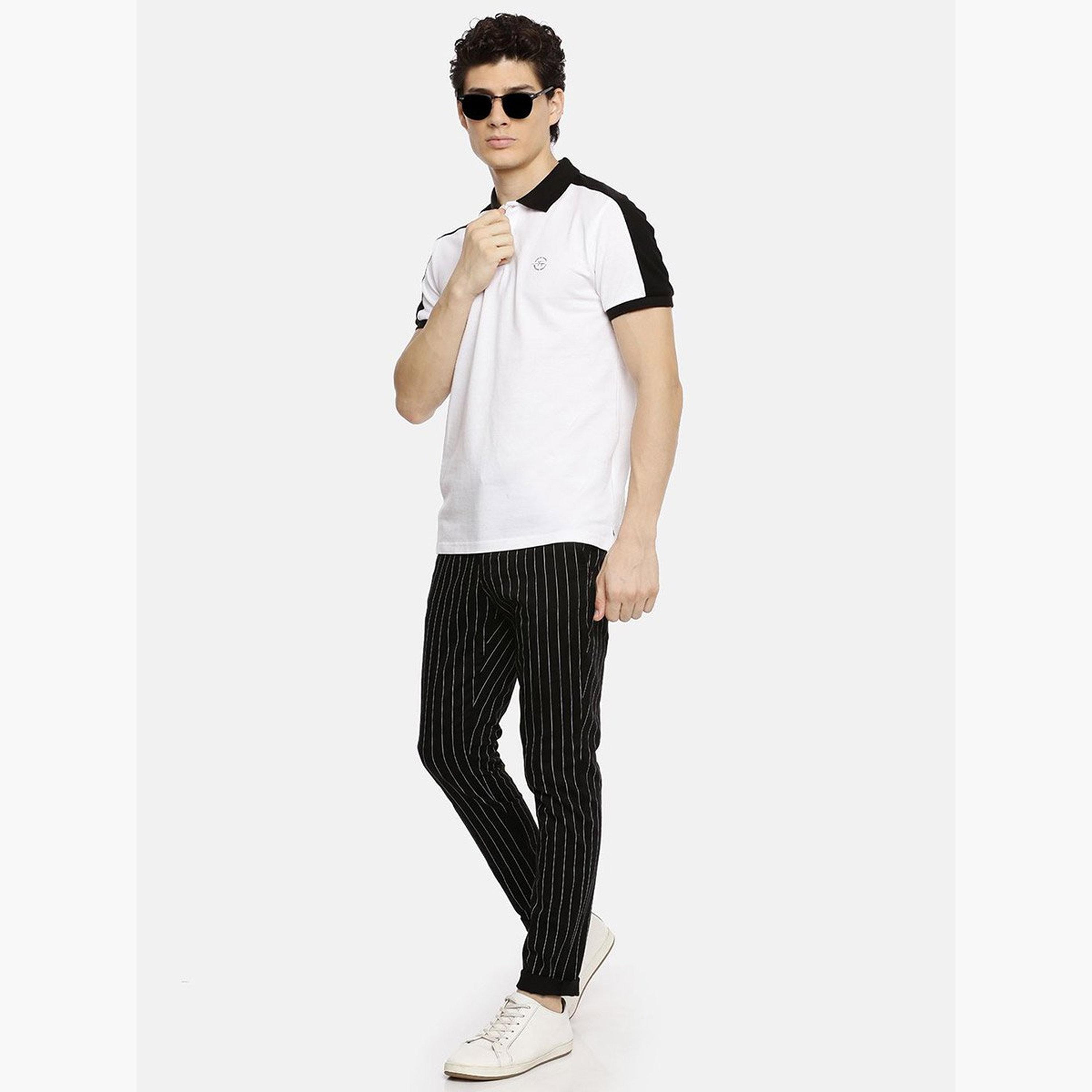 ذا انديان كراج كو × ستايلي - بنطال تشينو للرجال أسود مخطط تصميم ضيق-men-clothing-bottoms-trousersandchinos-chinos-image-1
