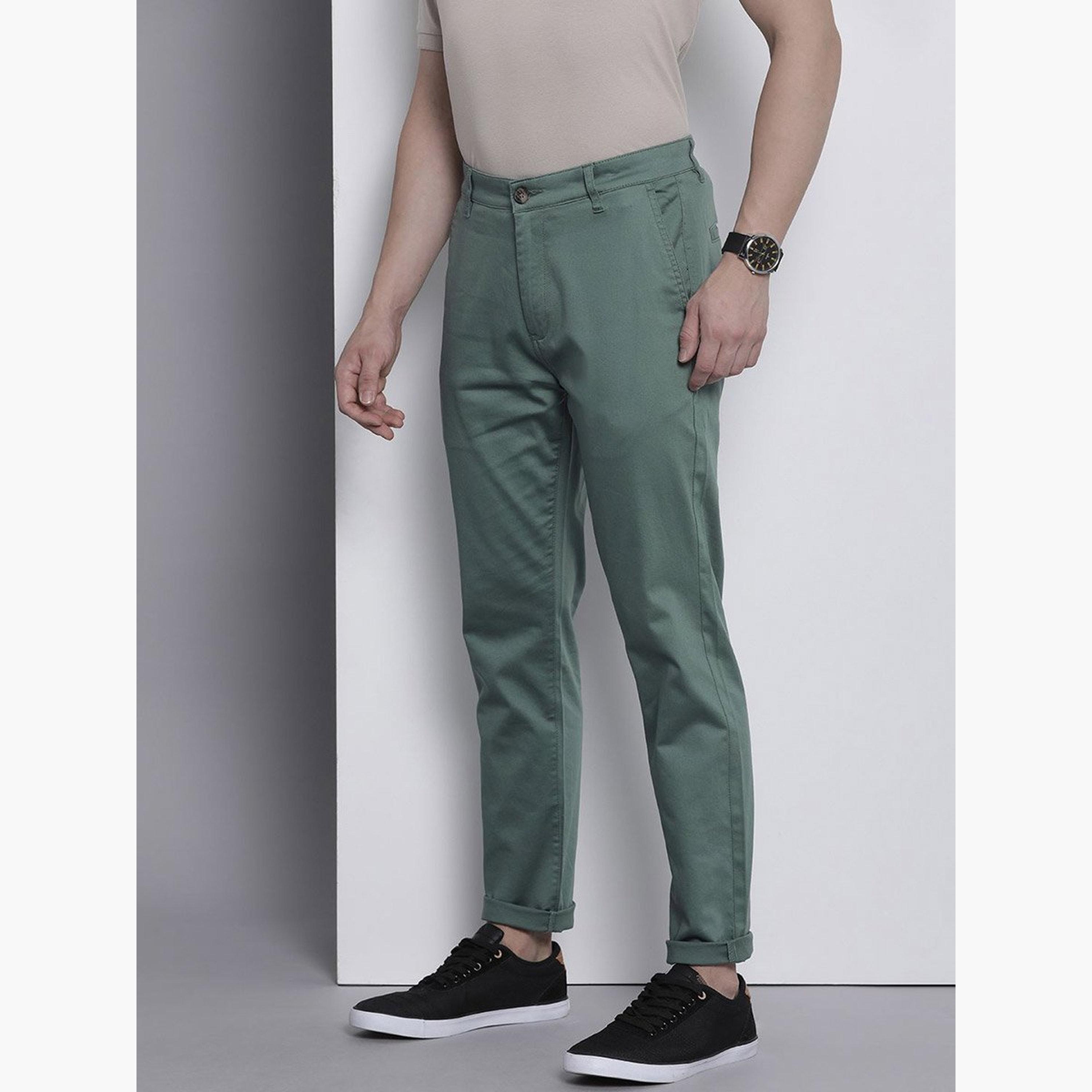 The Indian Garage Co X Styli Men Green Mid Rise Slim Fit Chino Pants-men-clothing-bottoms-trousersandchinos-chinos-image-2
