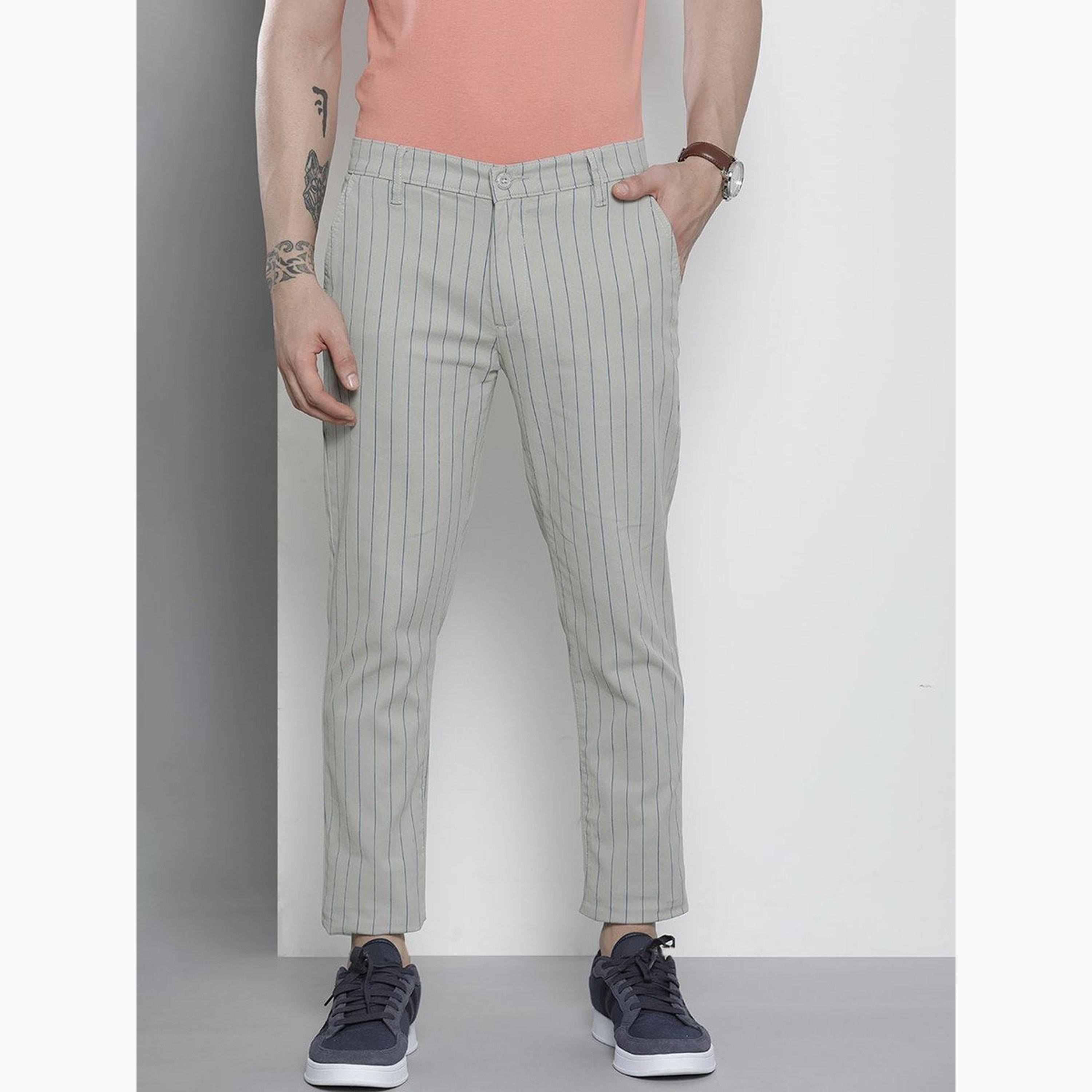ذا انديان كراج كو × ستايلي - بنطال تشينو رمادي مخطط للرجال-men-clothing-bottoms-trousersandchinos-chinos-image-5