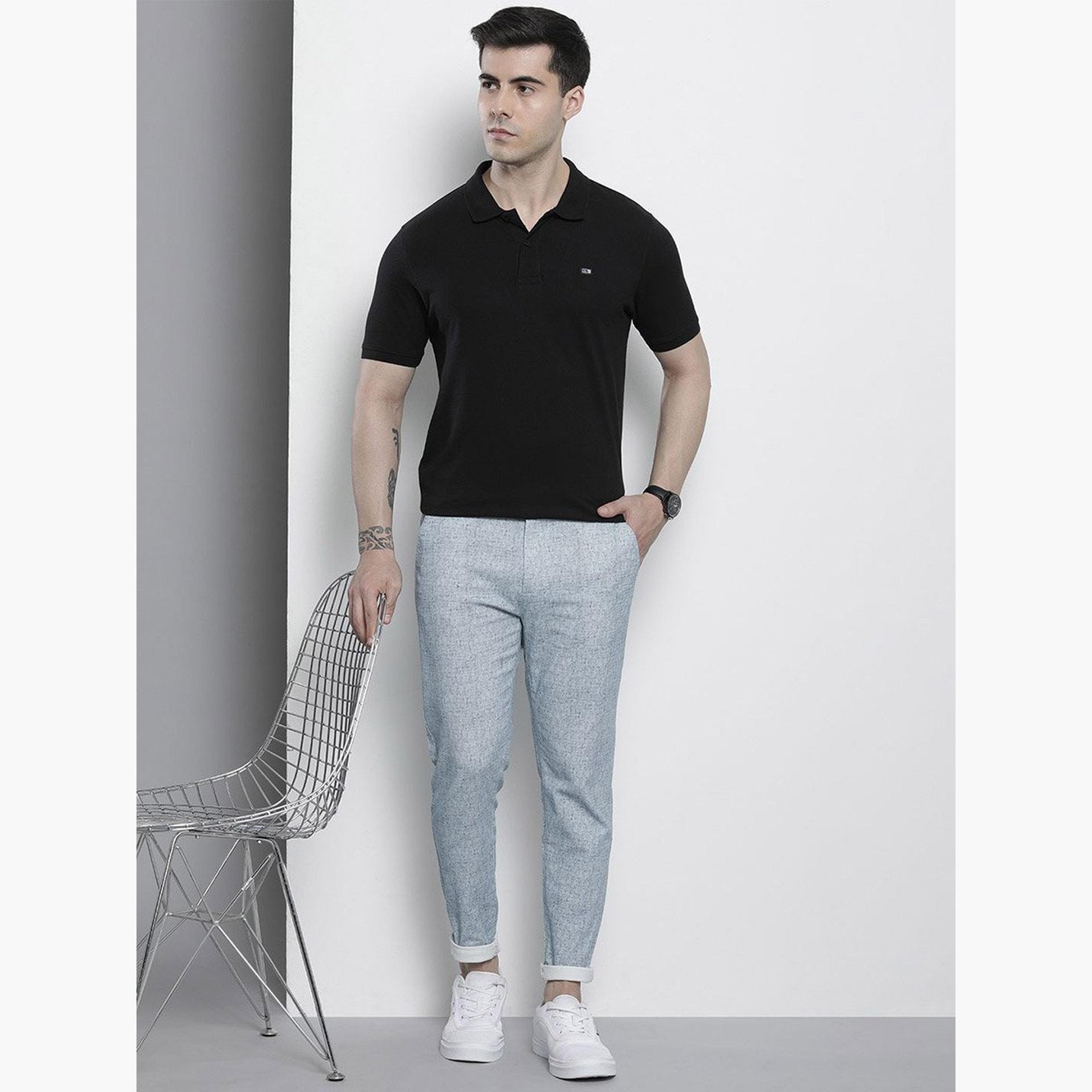 ذا انديان كراج كو × ستايلي - بنطال تشينو للرجال رمادي اللون تصميم نحيف ومُحكم-men-clothing-bottoms-trousersandchinos-chinos-image-2