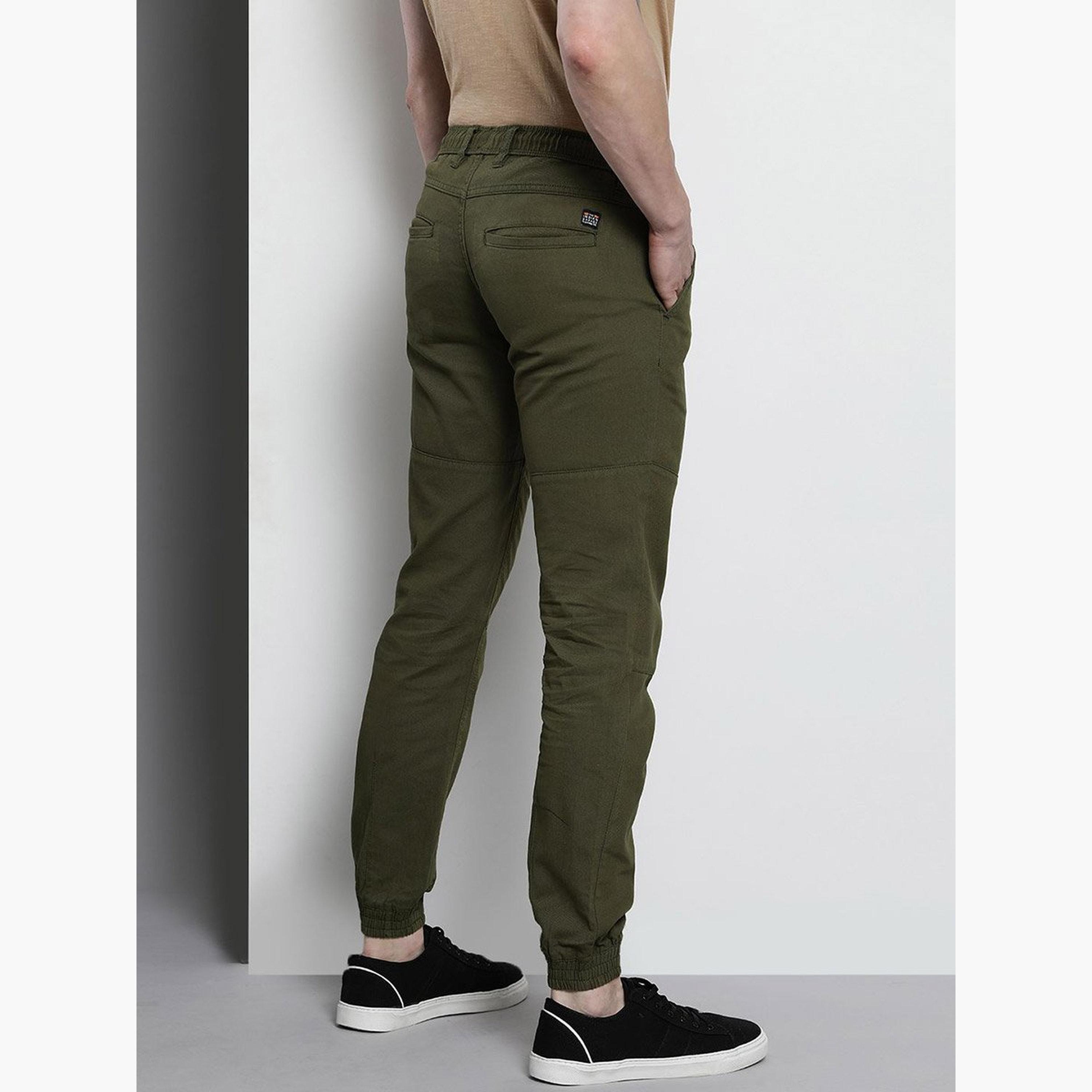 The Indian Garage Co X Styli Men Olive Slim Fit Cuffed Joggers-men-clothing-sportswearandactivewear-bottoms-joggers-image-3
