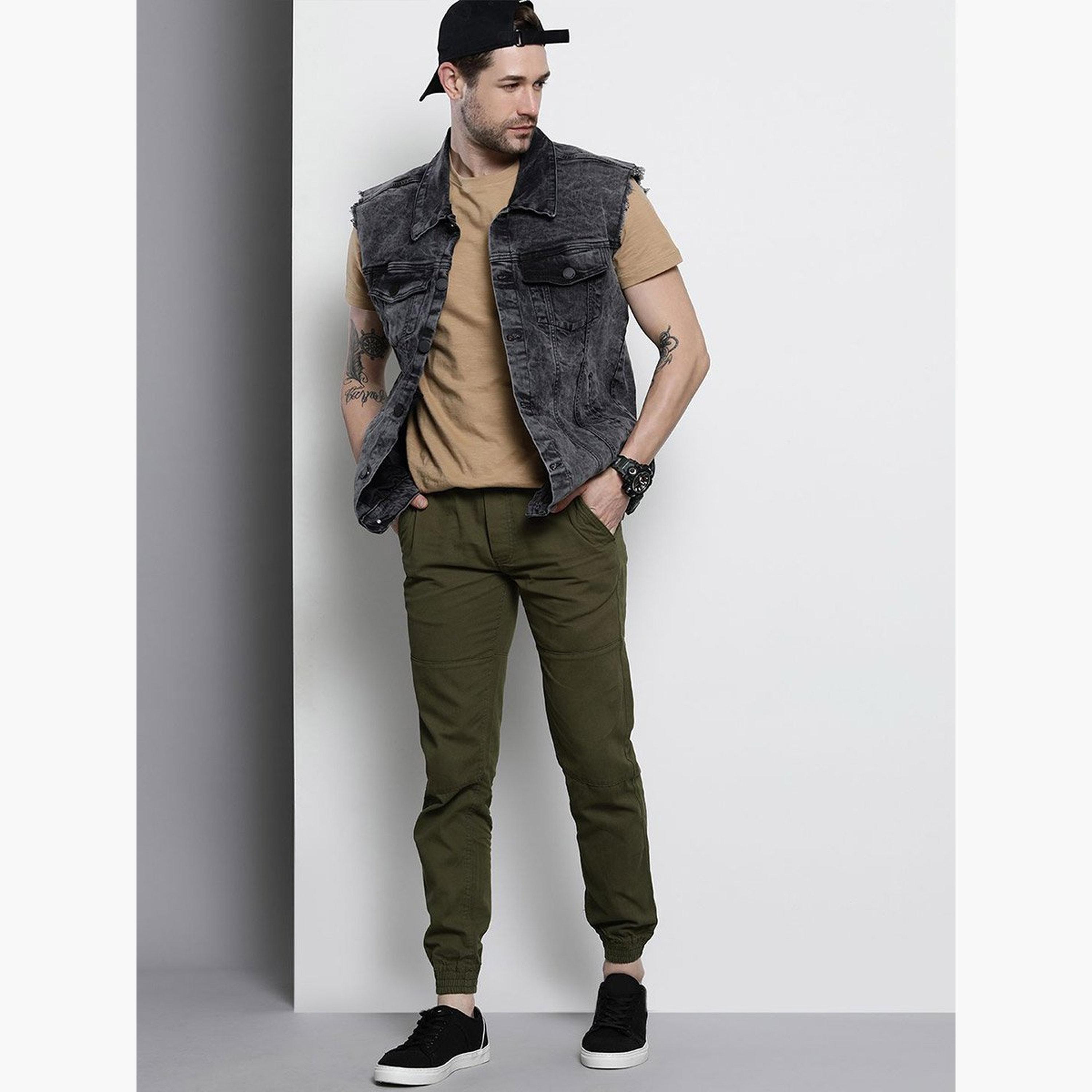 The Indian Garage Co X Styli Men Olive Slim Fit Cuffed Joggers-men-clothing-sportswearandactivewear-bottoms-joggers-image-5