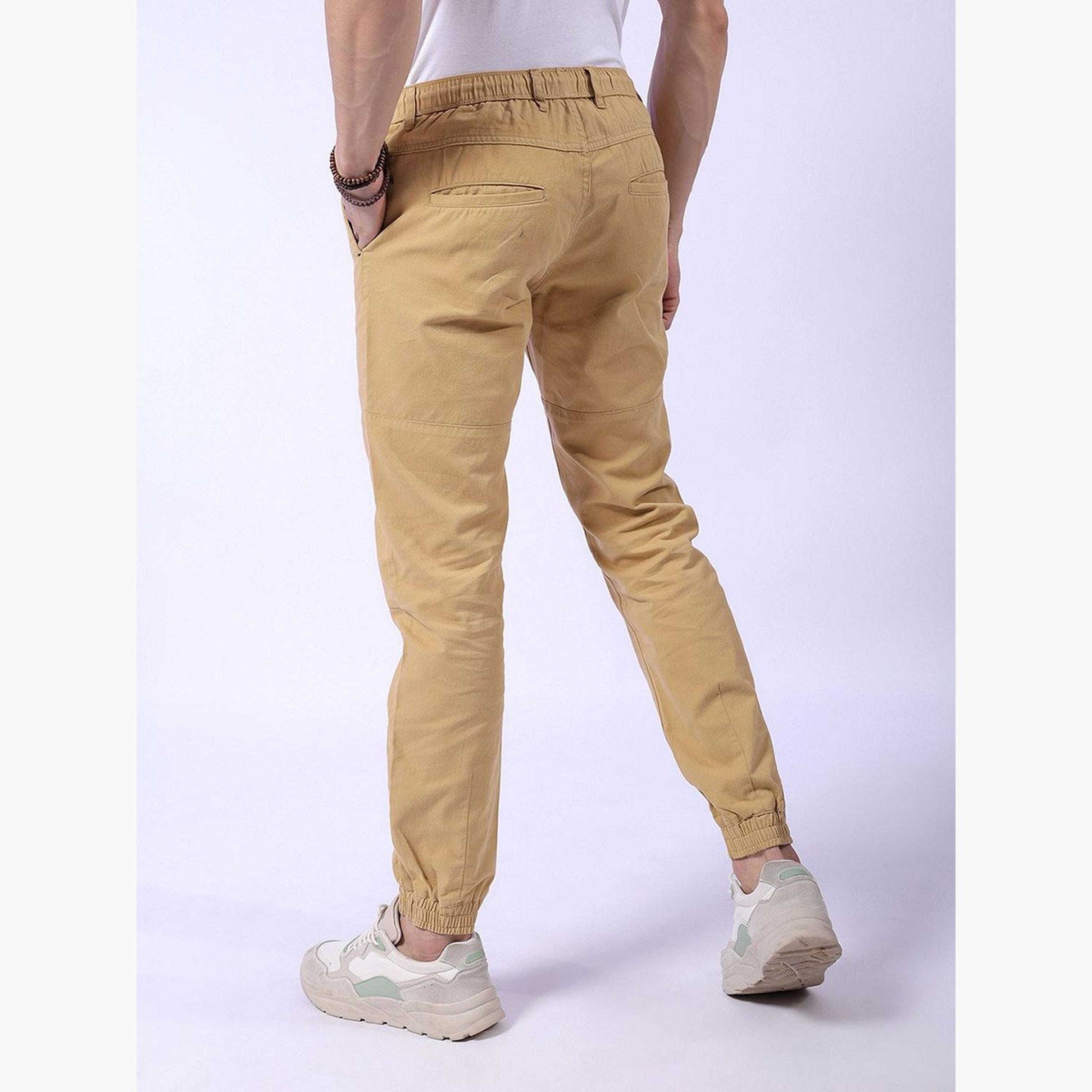 The Indian Garage Co X Styli Men Beige Slim Fit Cuffed Joggers-men-clothing-sportswearandactivewear-bottoms-joggers-image-3