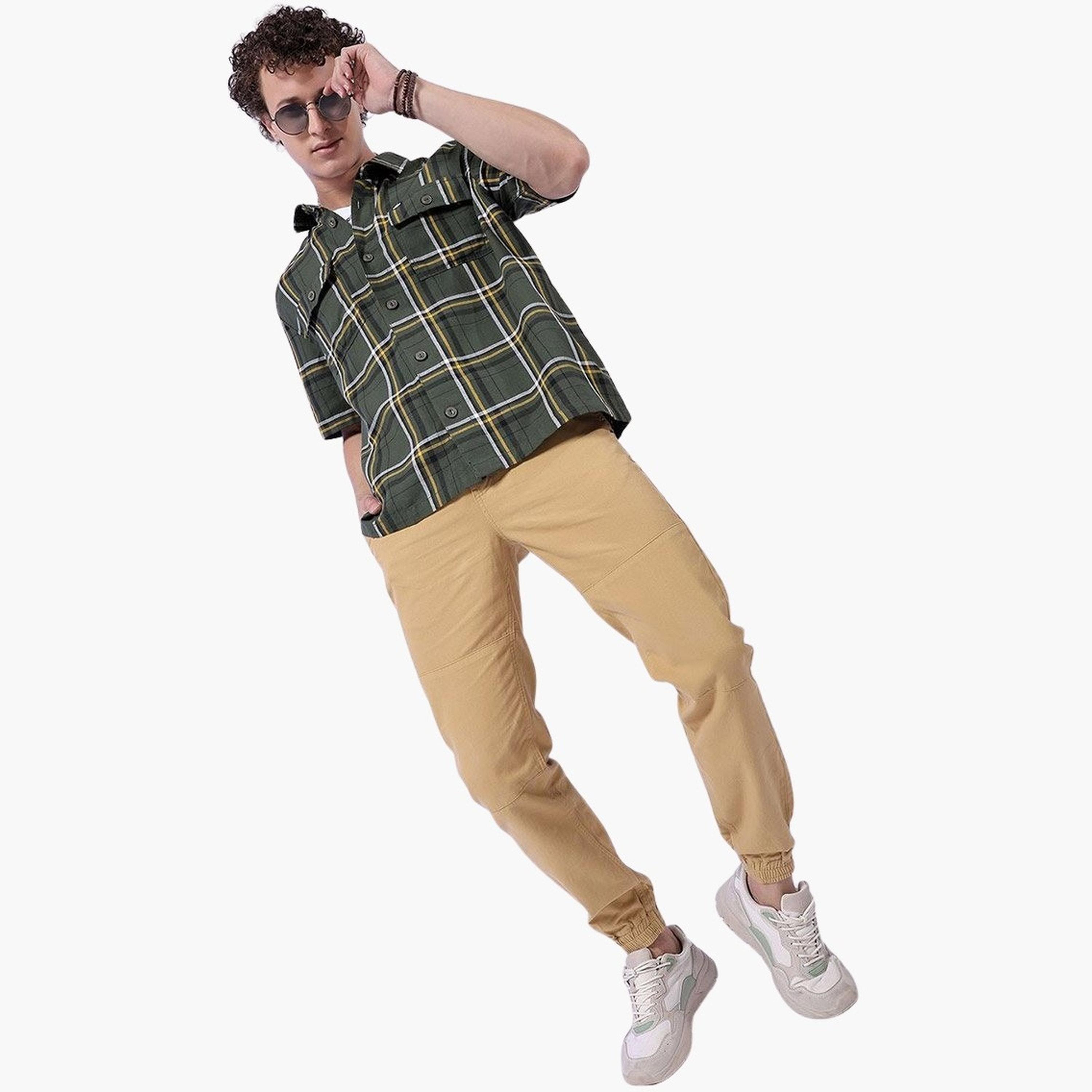 The Indian Garage Co X Styli Men Beige Slim Fit Cuffed Joggers-men-clothing-sportswearandactivewear-bottoms-joggers-image-5
