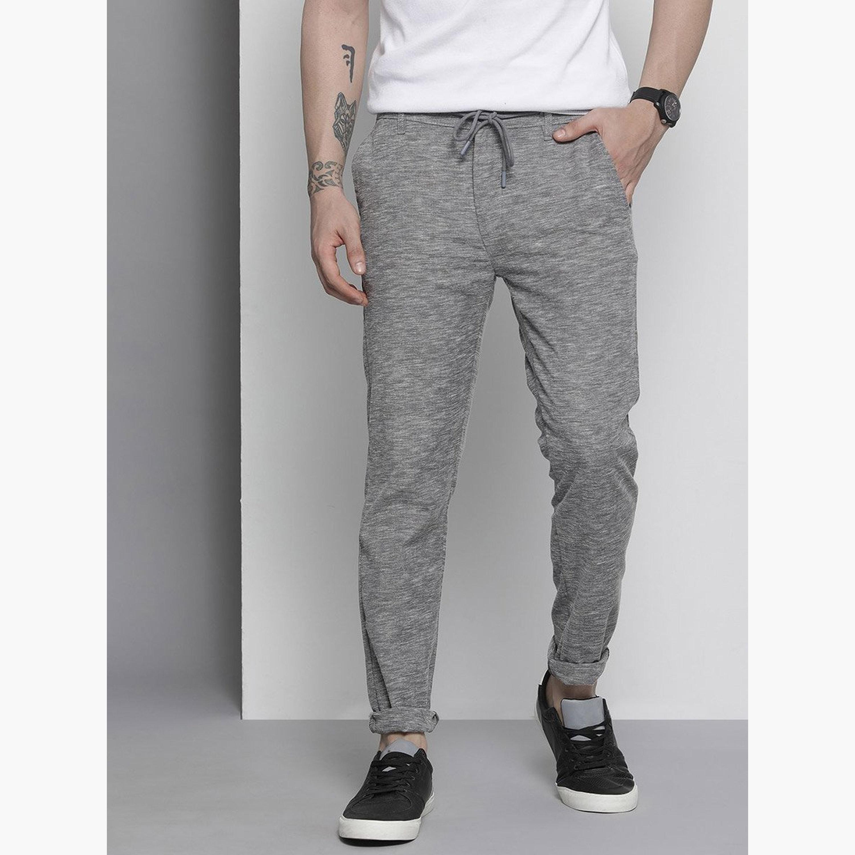 The Indian Garage Co X Styli Men Grey Slim Fit Knit Joggers-men-clothing-sportswearandactivewear-bottoms-joggers-image-1