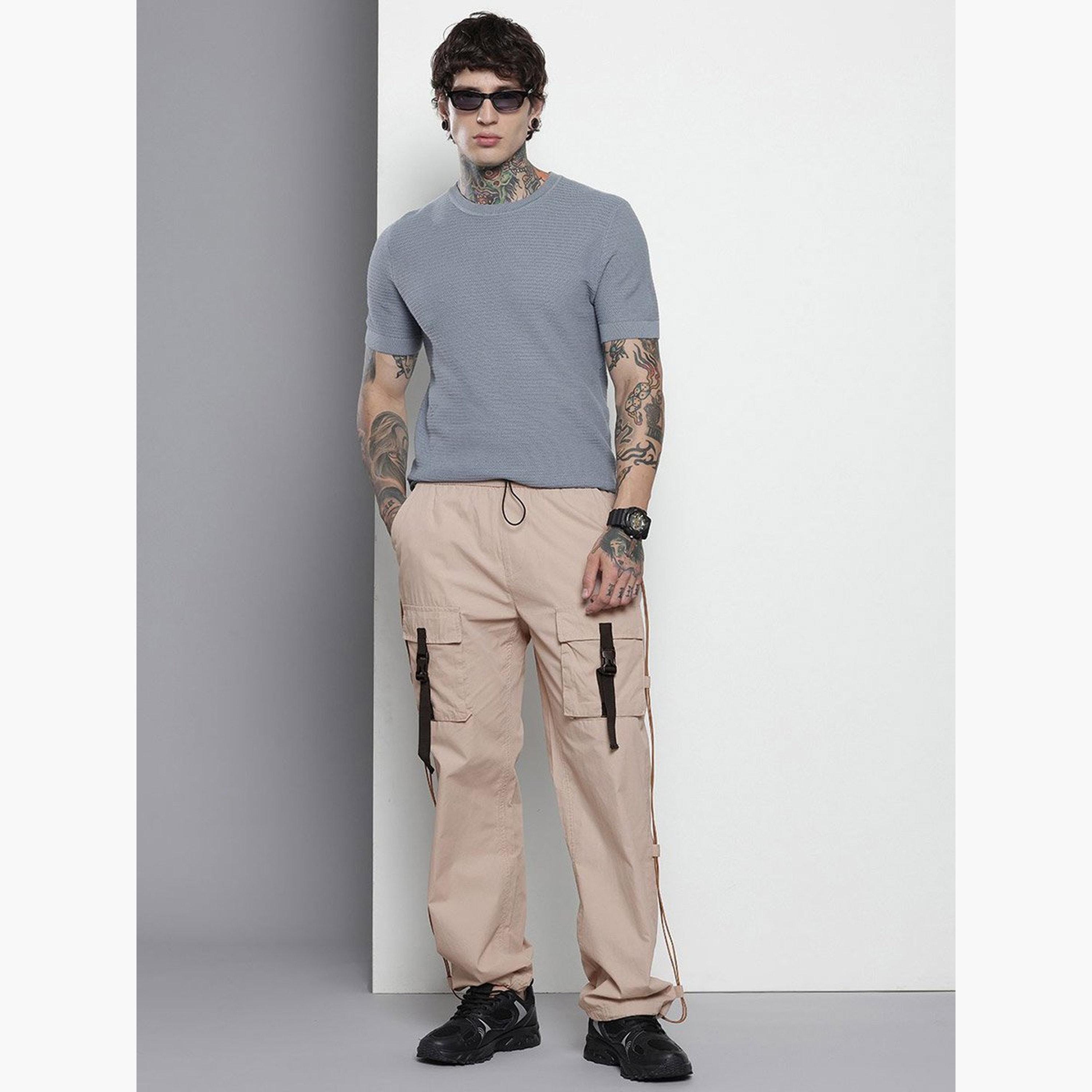 The Indian Garage Co X Styli Men Beige Relaxed Fit Utility Solid Joggers-men-clothing-sportswearandactivewear-bottoms-joggers-image-5