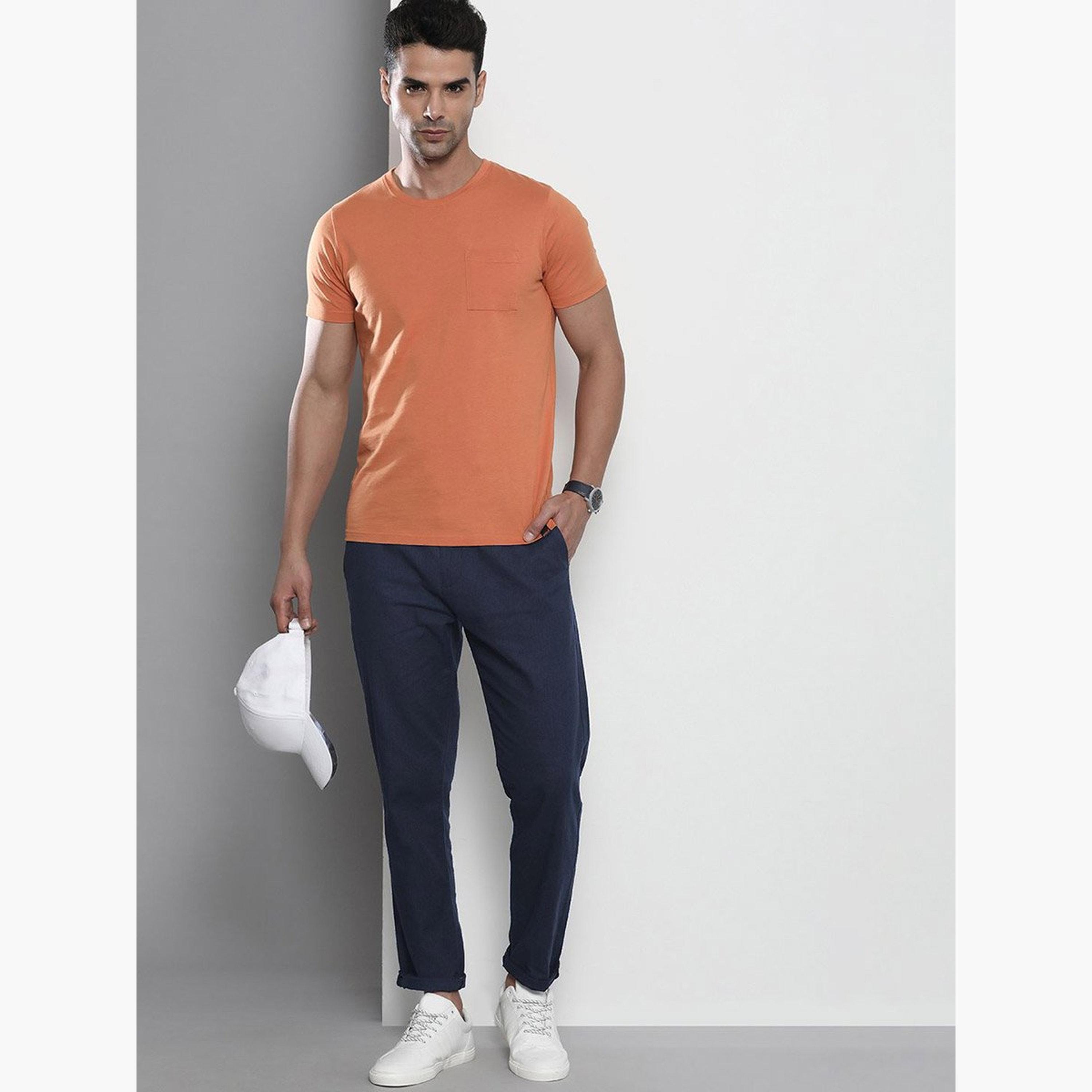 ذا انديان كراج كو × ستايلي - بنطال للرجال قطني ضيق باللون الأزرق الداكن-men-clothing-bottoms-trousersandchinos-trousers-image-5