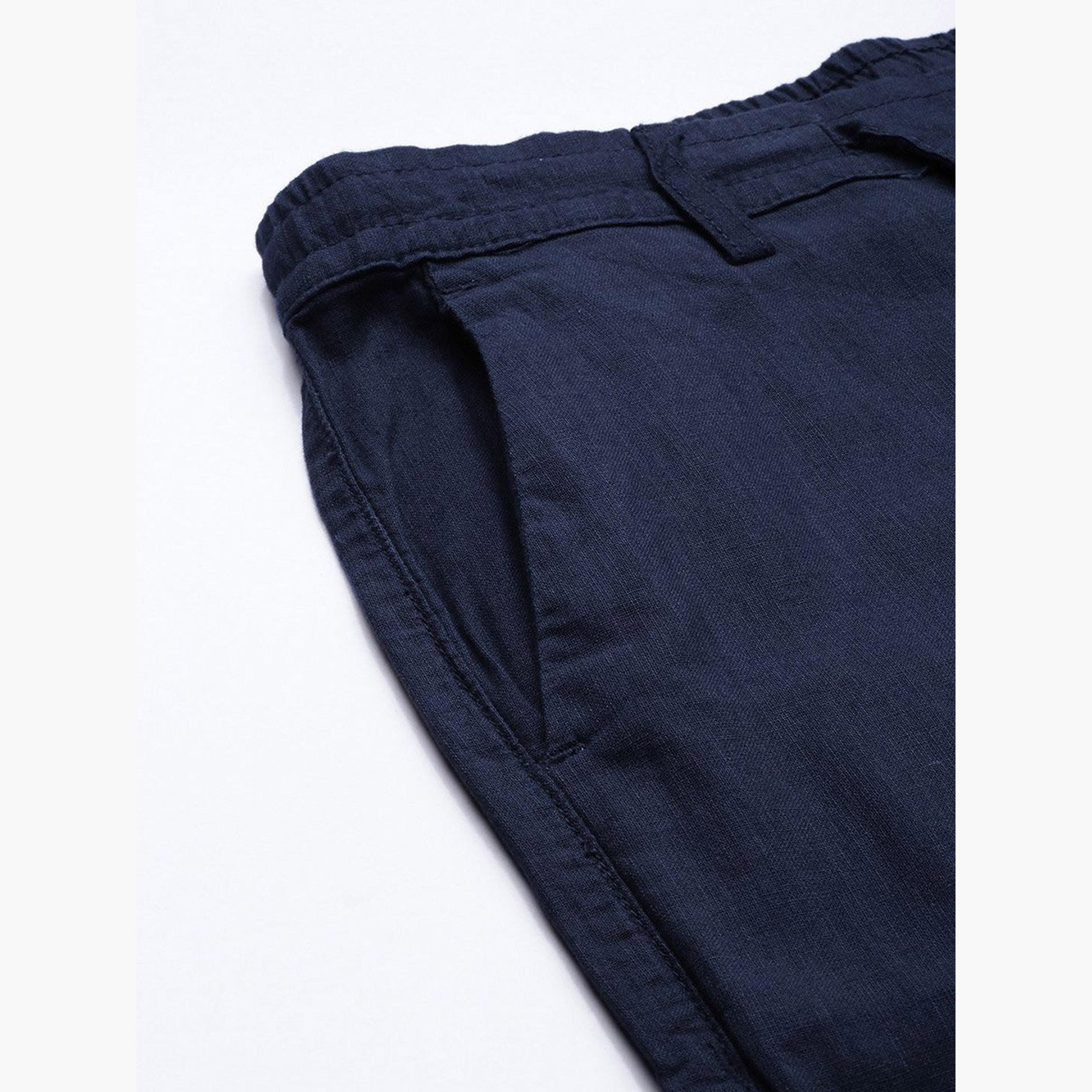 ذا انديان كراج كو × ستايلي - بنطال للرجال قطني ضيق باللون الأزرق الداكن-men-clothing-bottoms-trousersandchinos-trousers-image-6