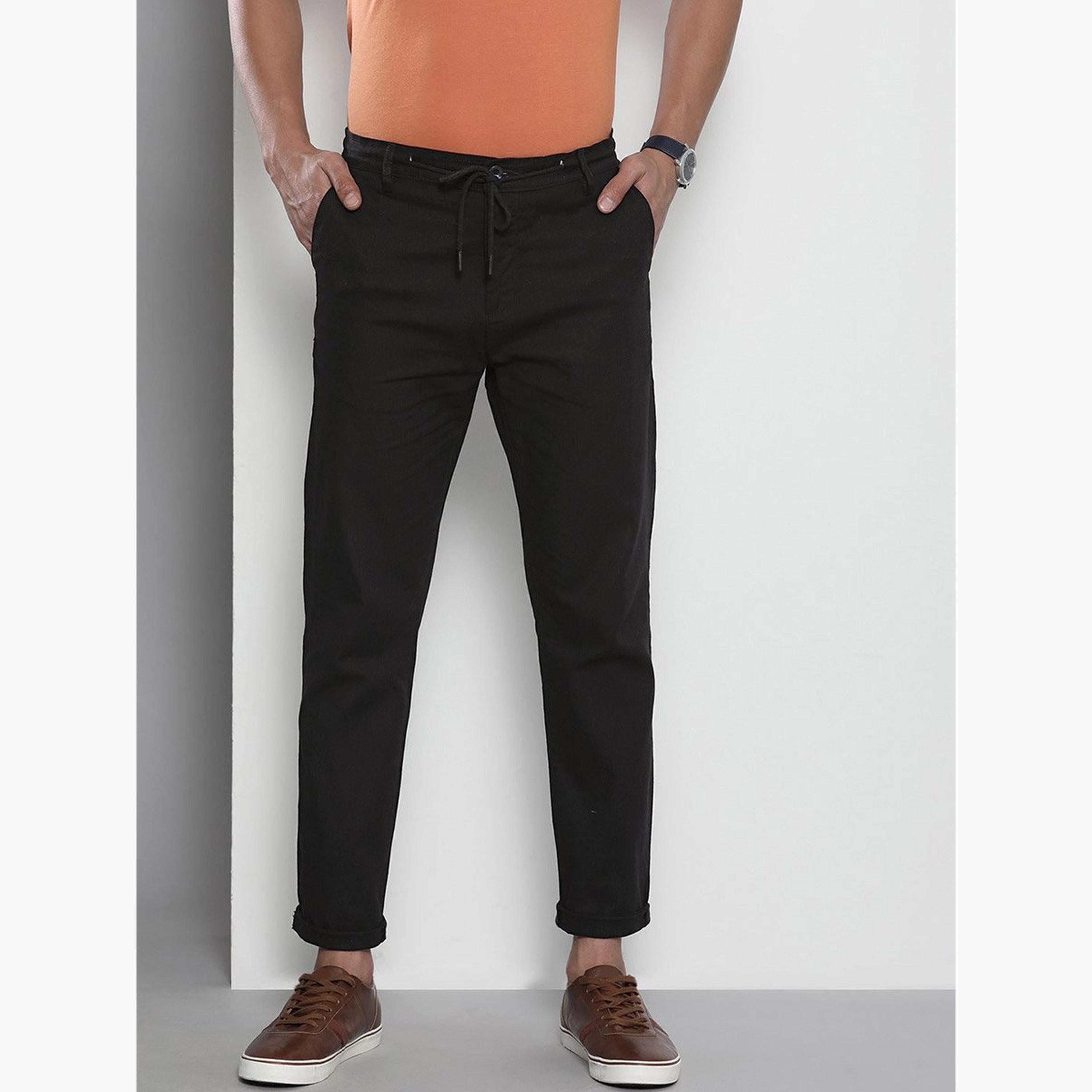 ذا انديان كراج كو × ستايلي - بنطال للرجال قطني أسود تصميم نحيف-men-clothing-bottoms-trousersandchinos-trousers-image-1