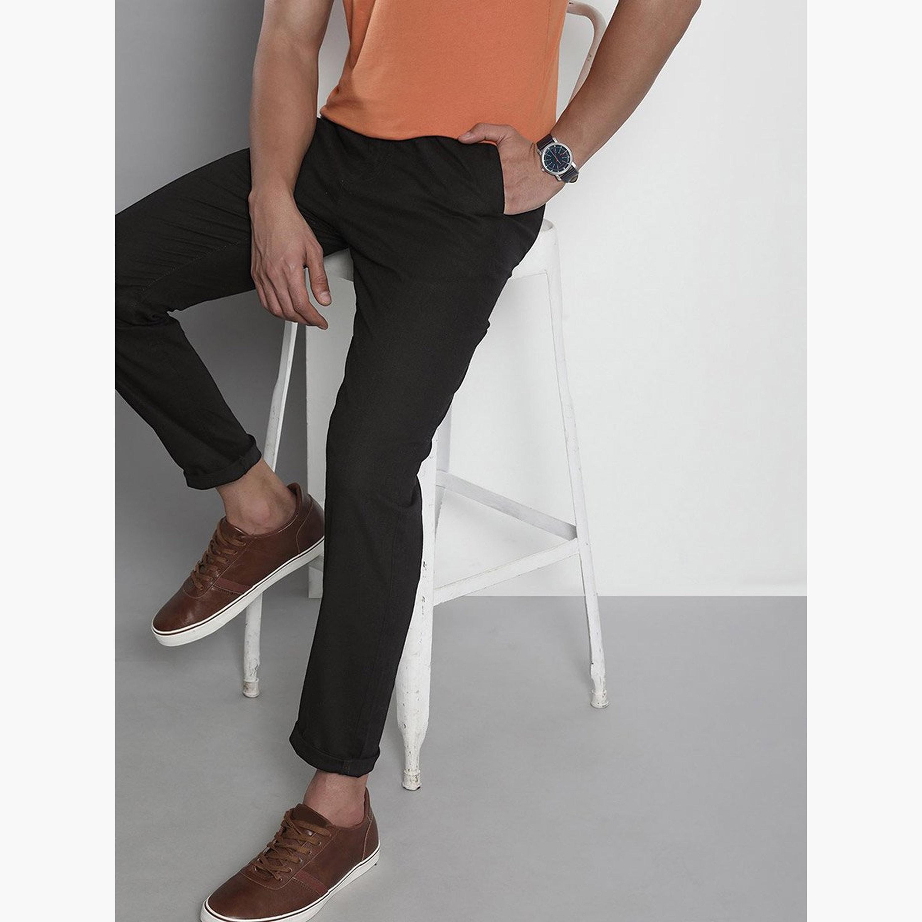 ذا انديان كراج كو × ستايلي - بنطال للرجال قطني أسود تصميم نحيف-men-clothing-bottoms-trousersandchinos-trousers-image-2