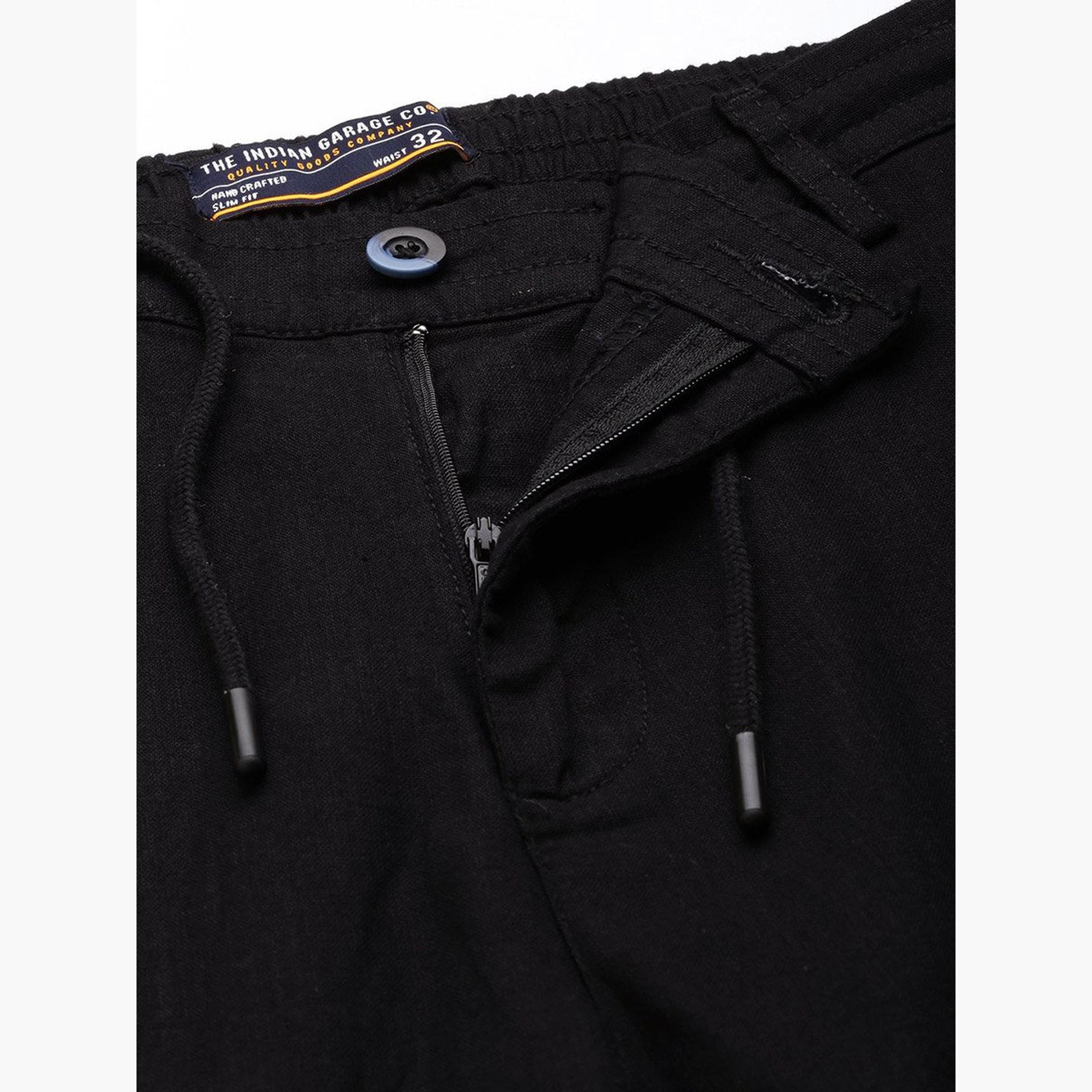 ذا انديان كراج كو × ستايلي - بنطال للرجال قطني أسود تصميم نحيف-men-clothing-bottoms-trousersandchinos-trousers-image-4