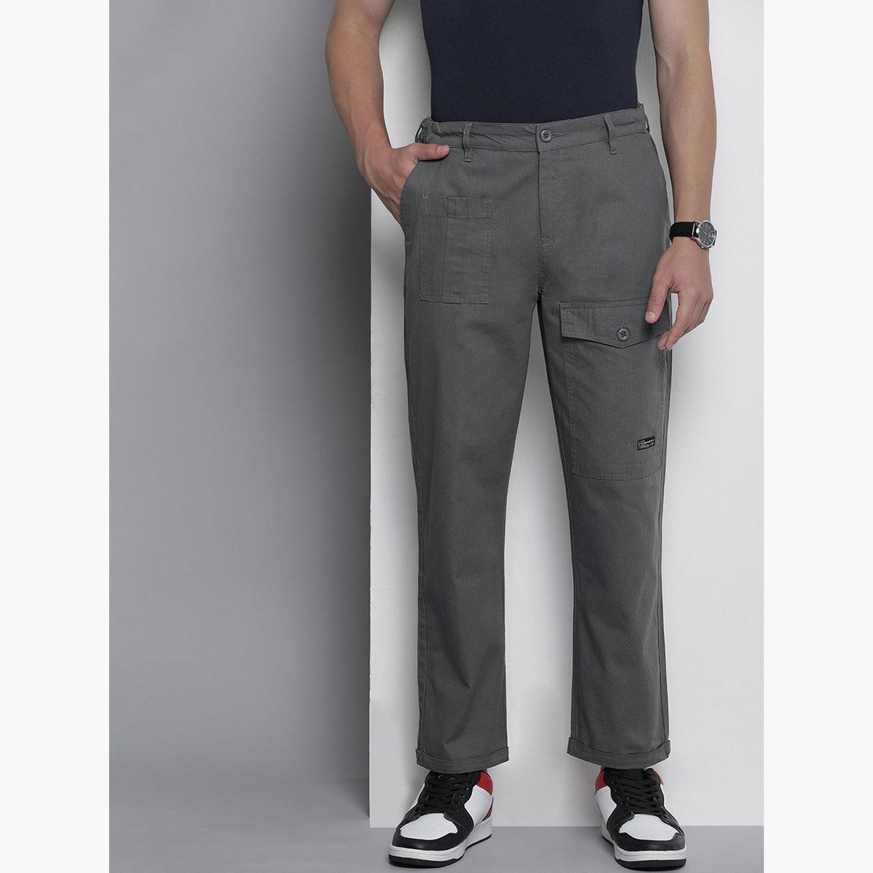 ذا انديان كراج كو × ستايلي - بنطال كارجو رمادي للرجال تصميم ضيق-men-clothing-bottoms-trousersandchinos-trousers-image-2