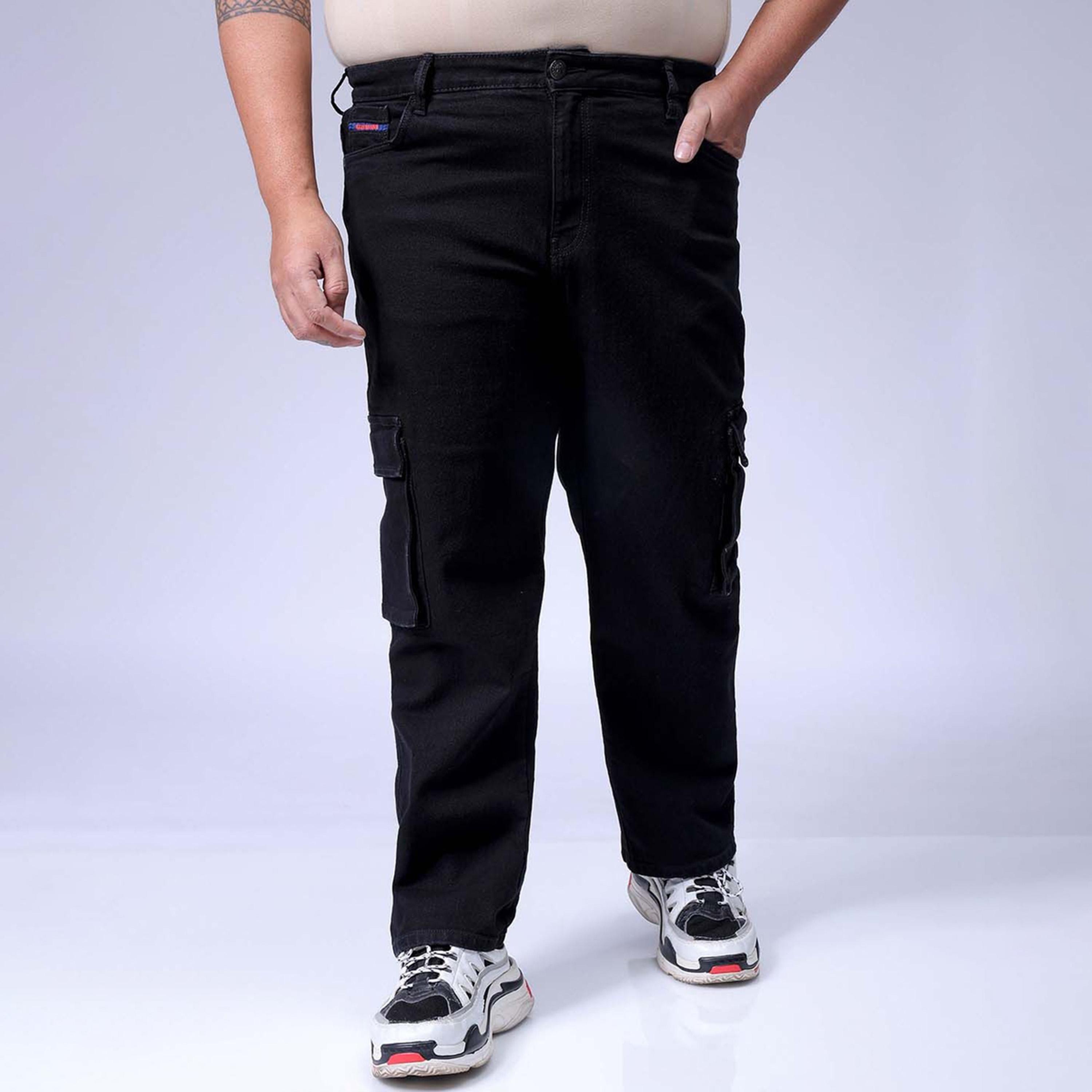 هاردسودا × ستايلي - بنطال جينز كارغو بقصّة عادية للرجال بمقاسات كبيرة-men-clothing-bottoms-jeans-image-1