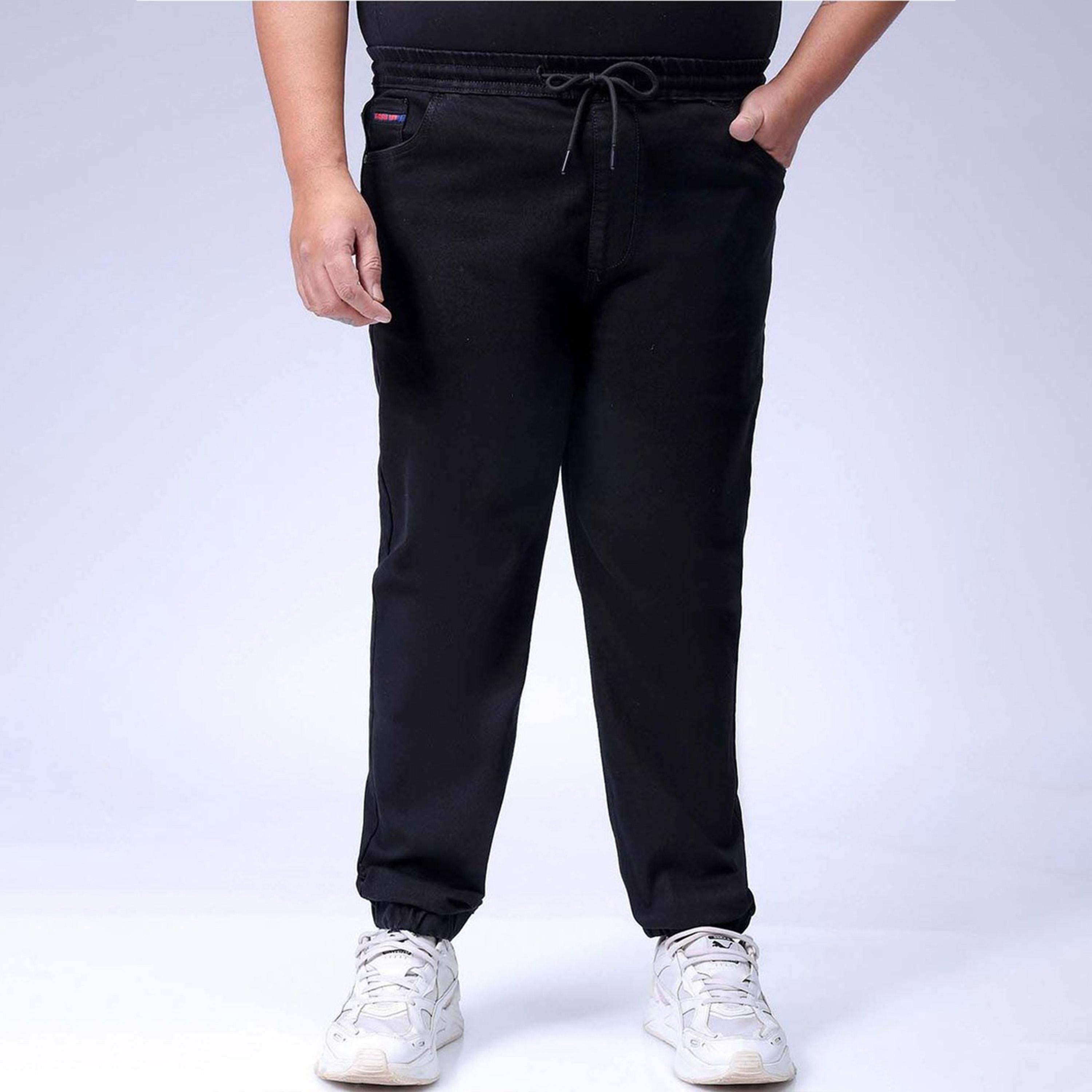هاردسودا × ستايلي - بنطال جينز رجالي أسود سادة بمقاسات كبيرة-men-clothing-bottoms-jeans-image-1