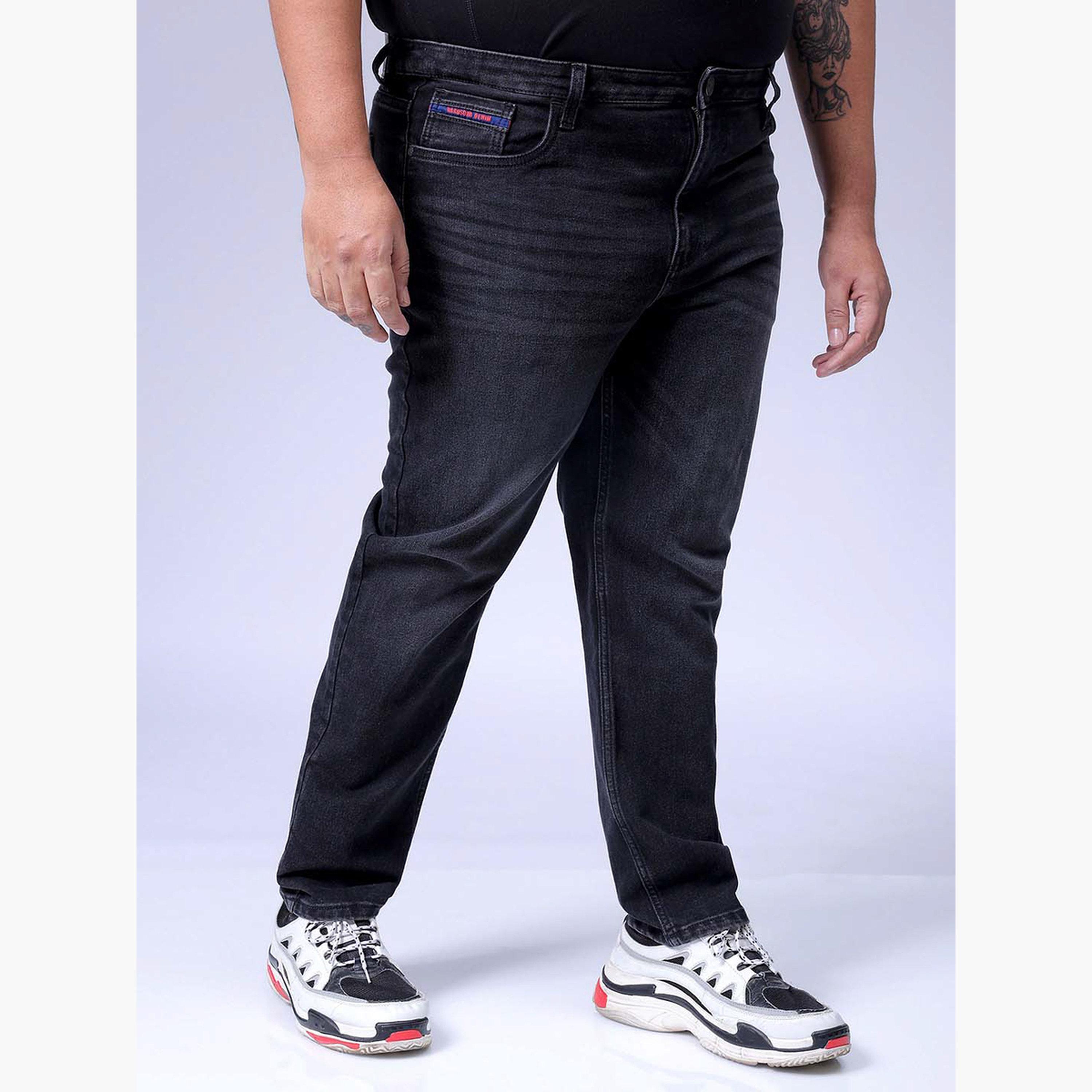 هارد صودا × ستايلي - بنطال جينز رجالي أسود بمقاس كبير وقصة عادية-men-clothing-bottoms-jeans-image-3