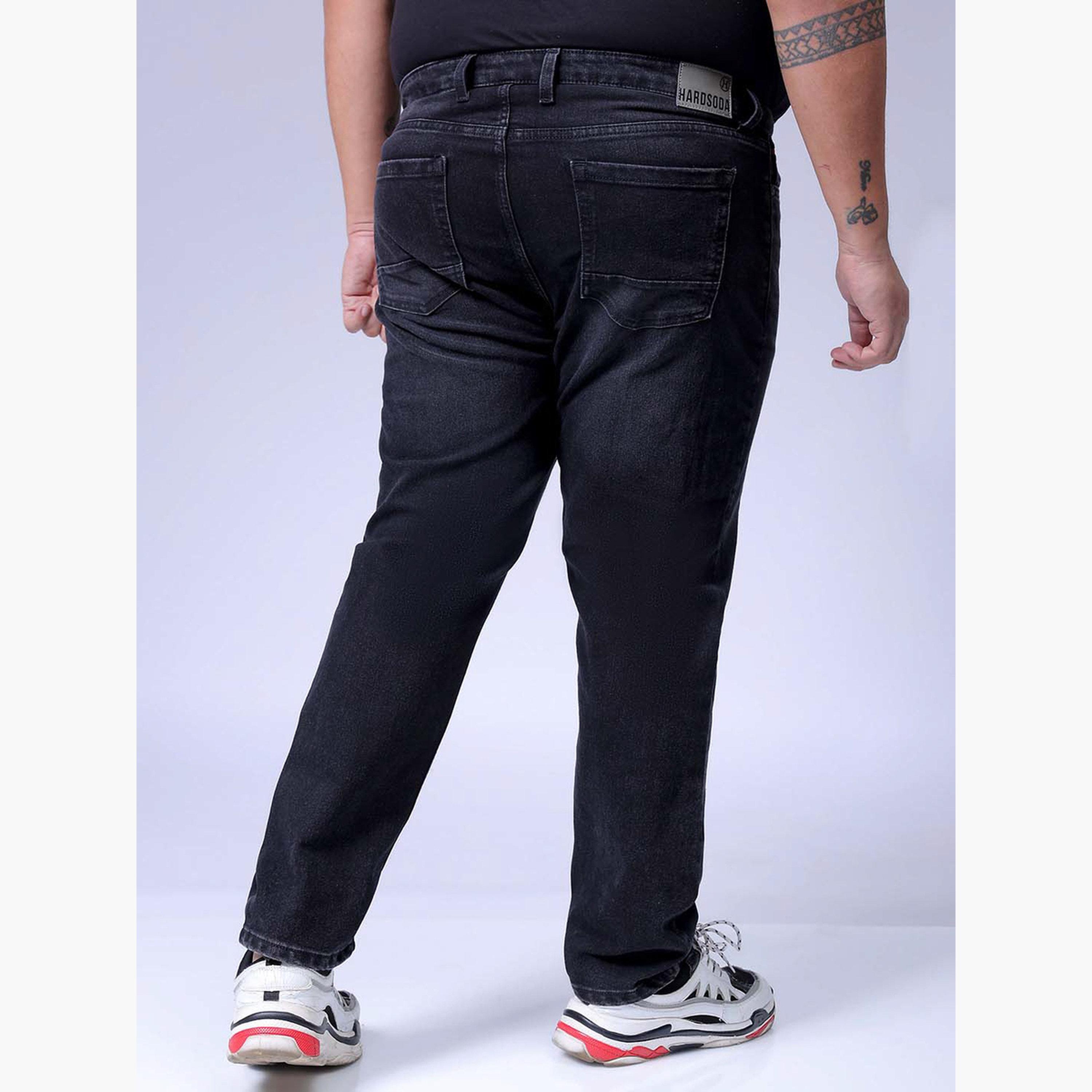 هارد صودا × ستايلي - بنطال جينز رجالي أسود بمقاس كبير وقصة عادية-men-clothing-bottoms-jeans-image-4