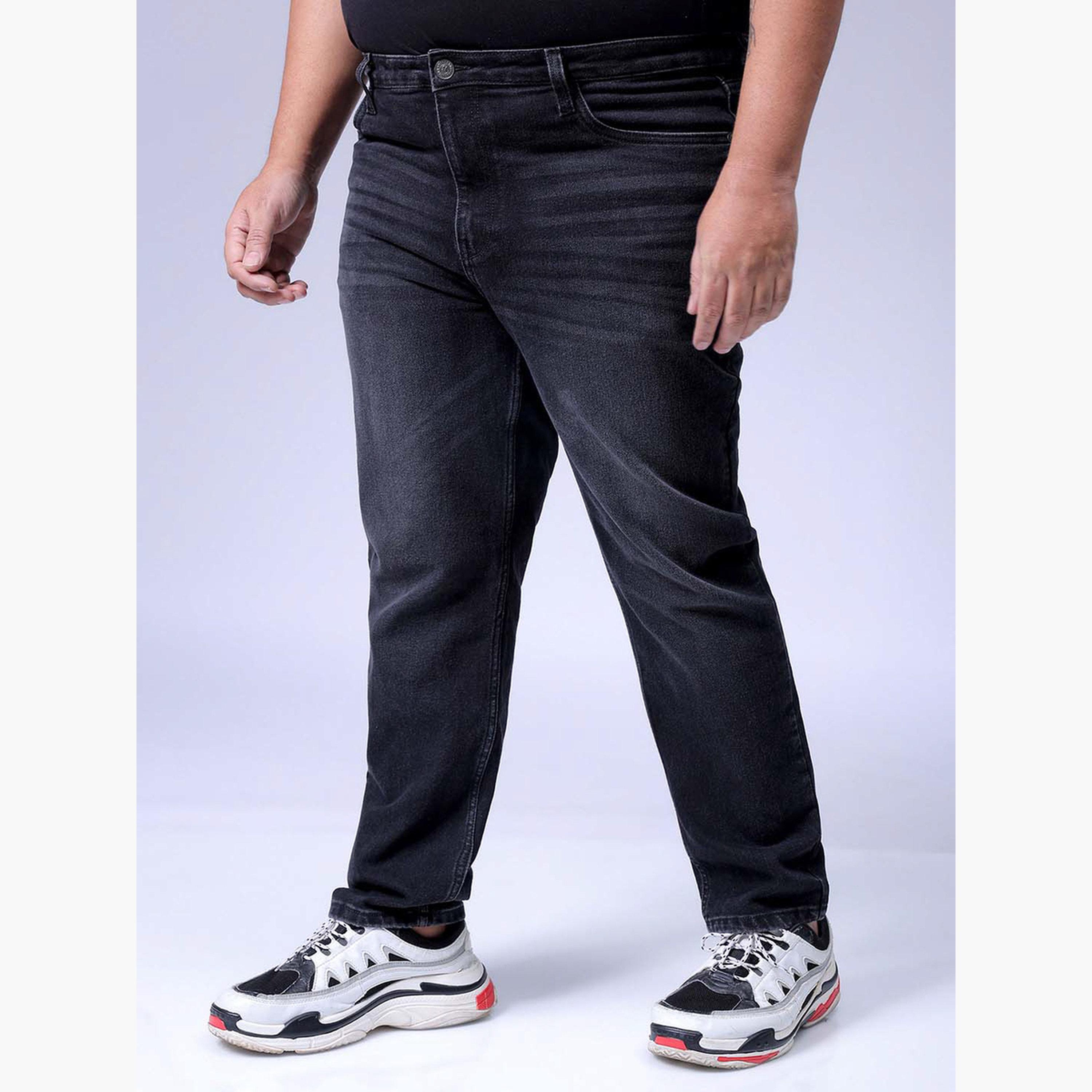هارد صودا × ستايلي - بنطال جينز رجالي أسود بمقاس كبير وقصة عادية-men-clothing-bottoms-jeans-image-5