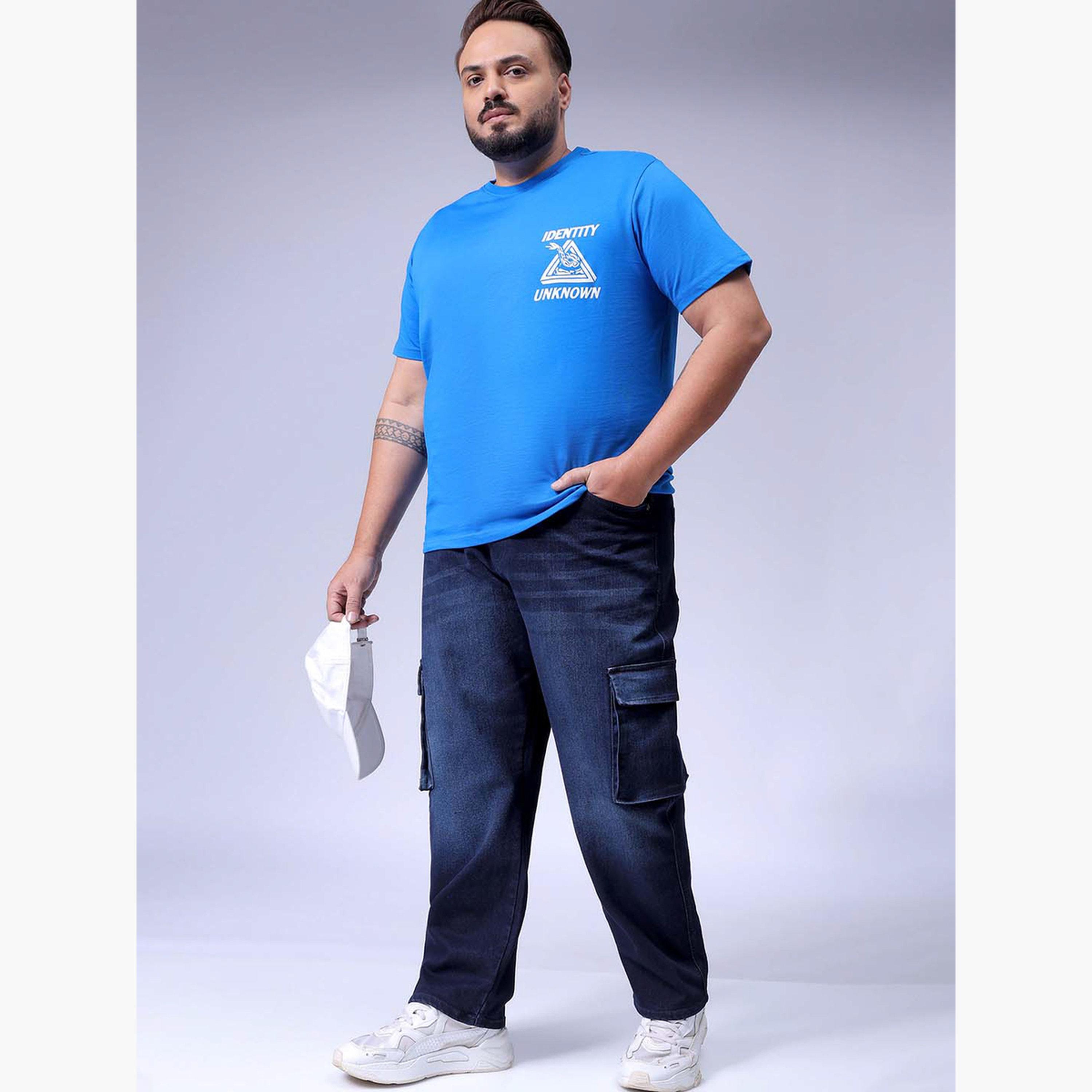 Hardsoda X Styli Plus Size Men Blue Mid-Rise Cargo Jeans-men-clothing-bottoms-jeans-image-2
