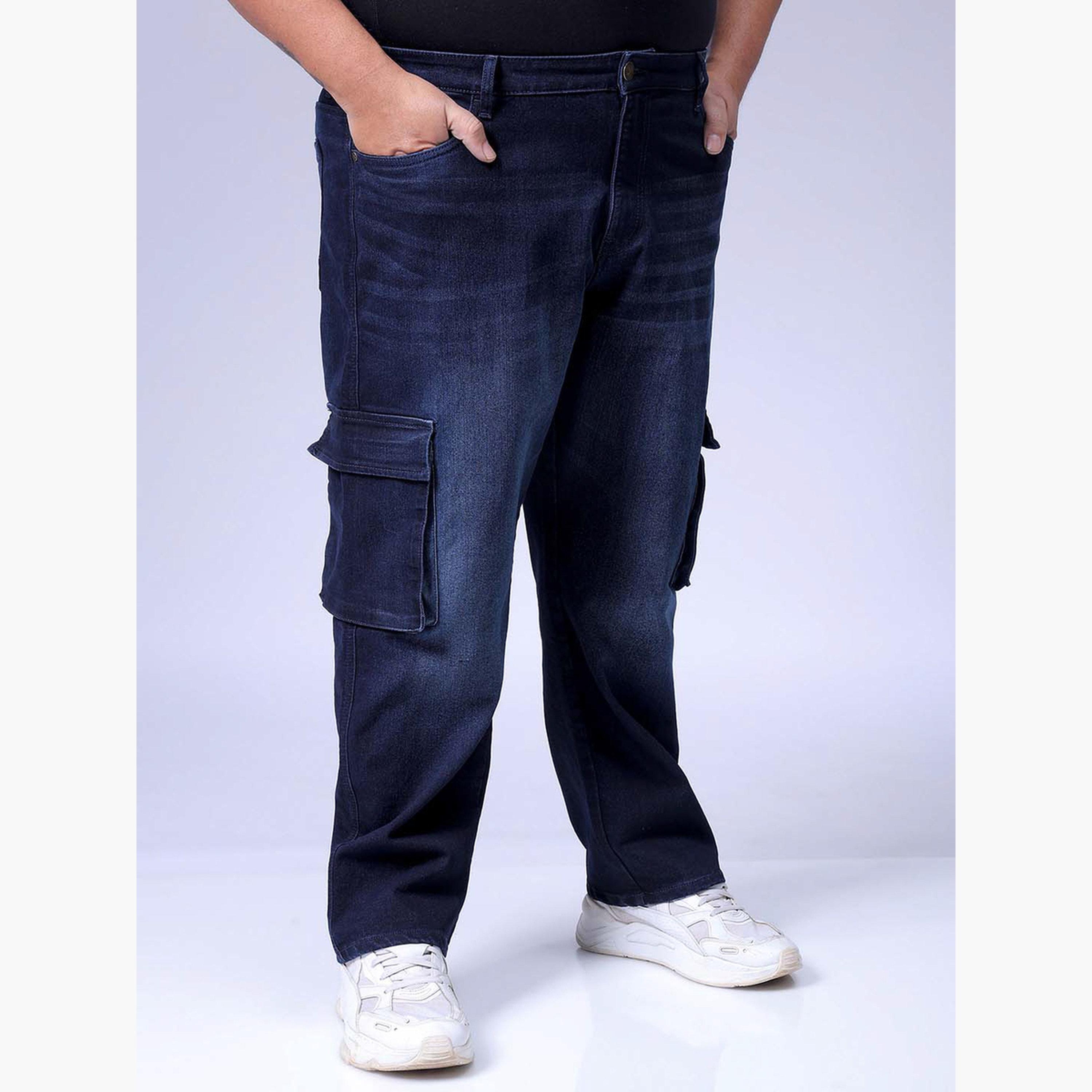هارد صودا × ستايلي - بنطال جينز كارغو أزرق متوسط ​​الارتفاع للرجال بمقاس كبير-men-clothing-bottoms-jeans-image-3