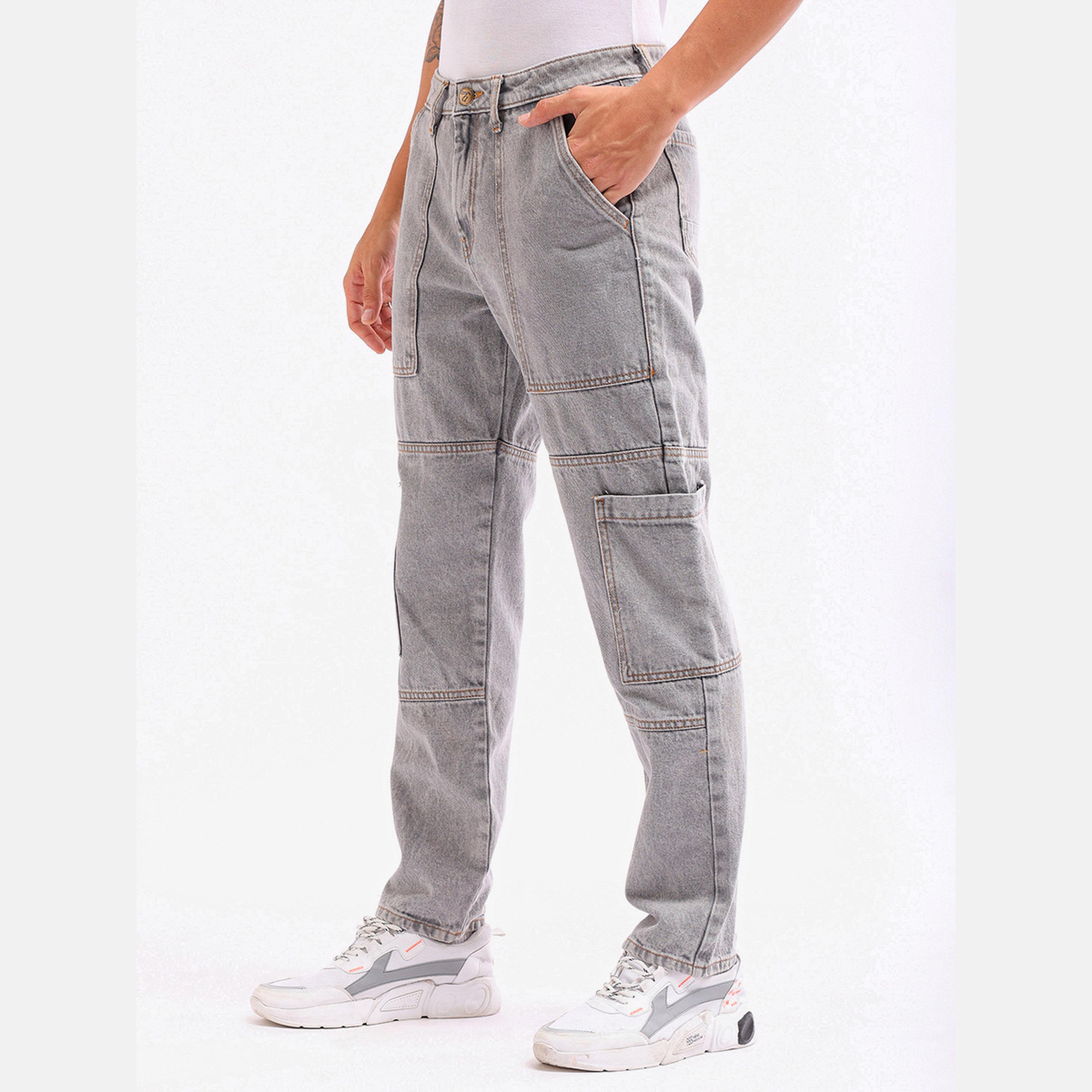 The Indian Garage Co X Styli Men Grey Mid Wash Cargo Jeans-men-clothing-bottoms-jeans-image-6