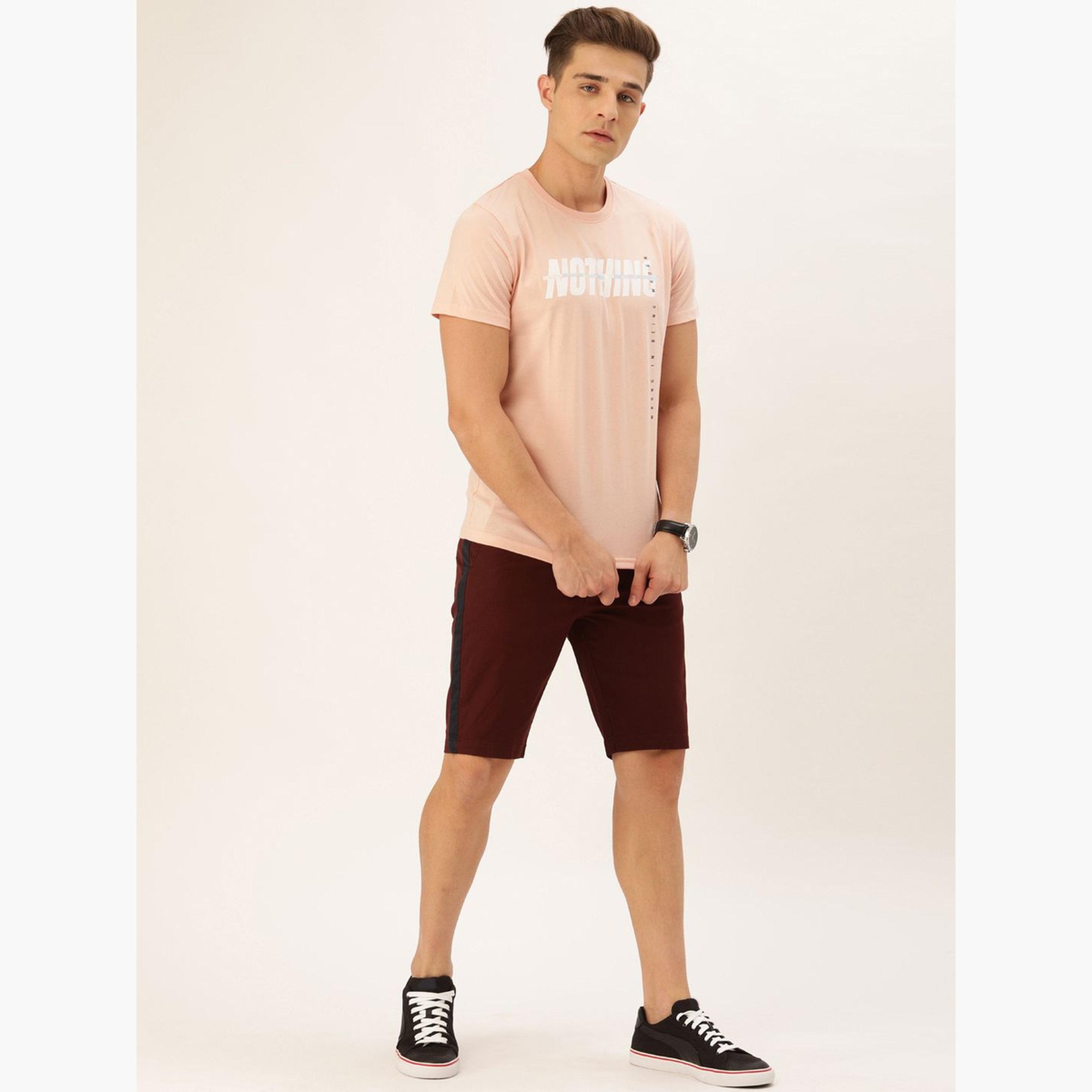 The Indian Garage Co X Styli Men Burgundy Slim Fit Solid Shorts-men-clothing-bottoms-shorts-image-2