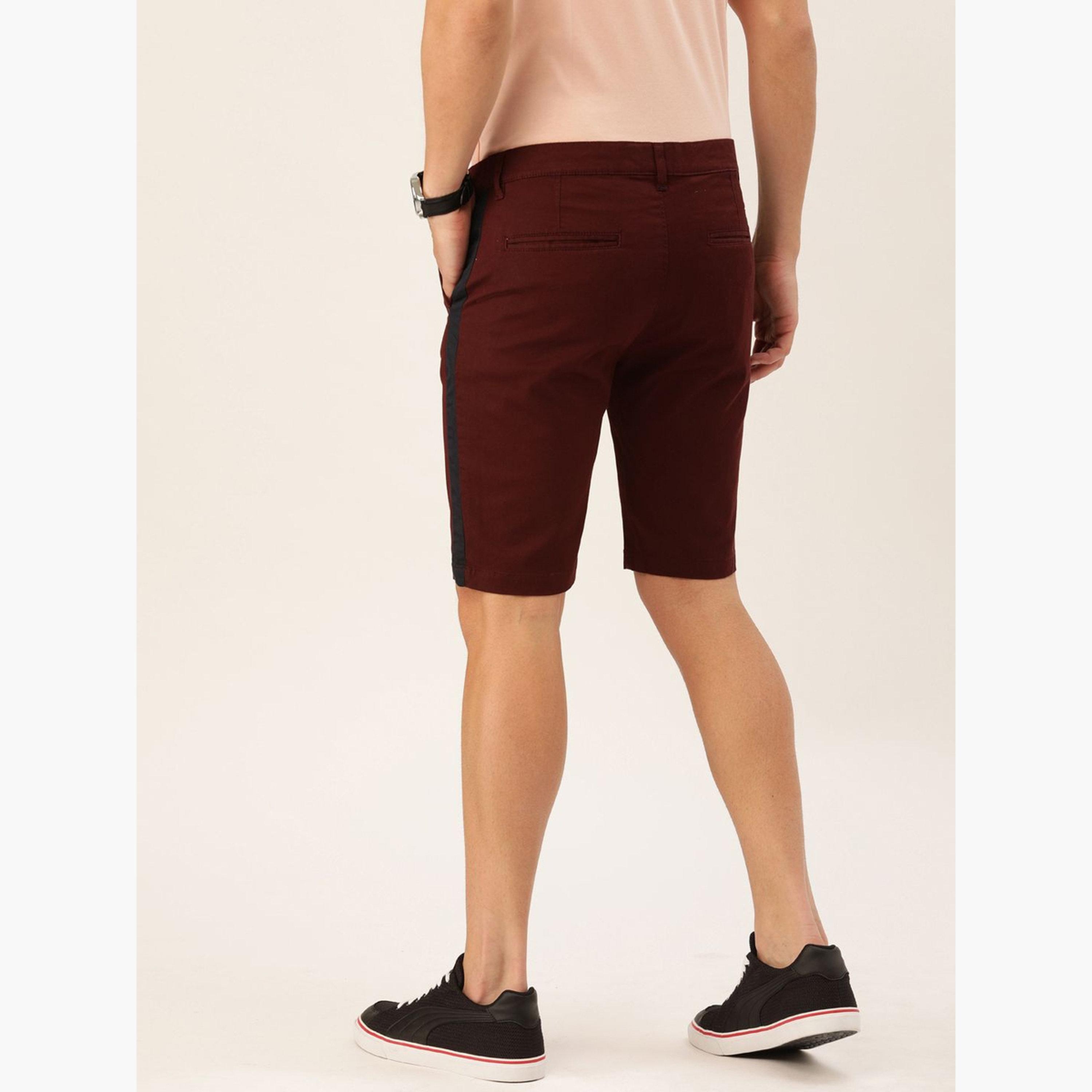 The Indian Garage Co X Styli Men Burgundy Slim Fit Solid Shorts-men-clothing-bottoms-shorts-image-4