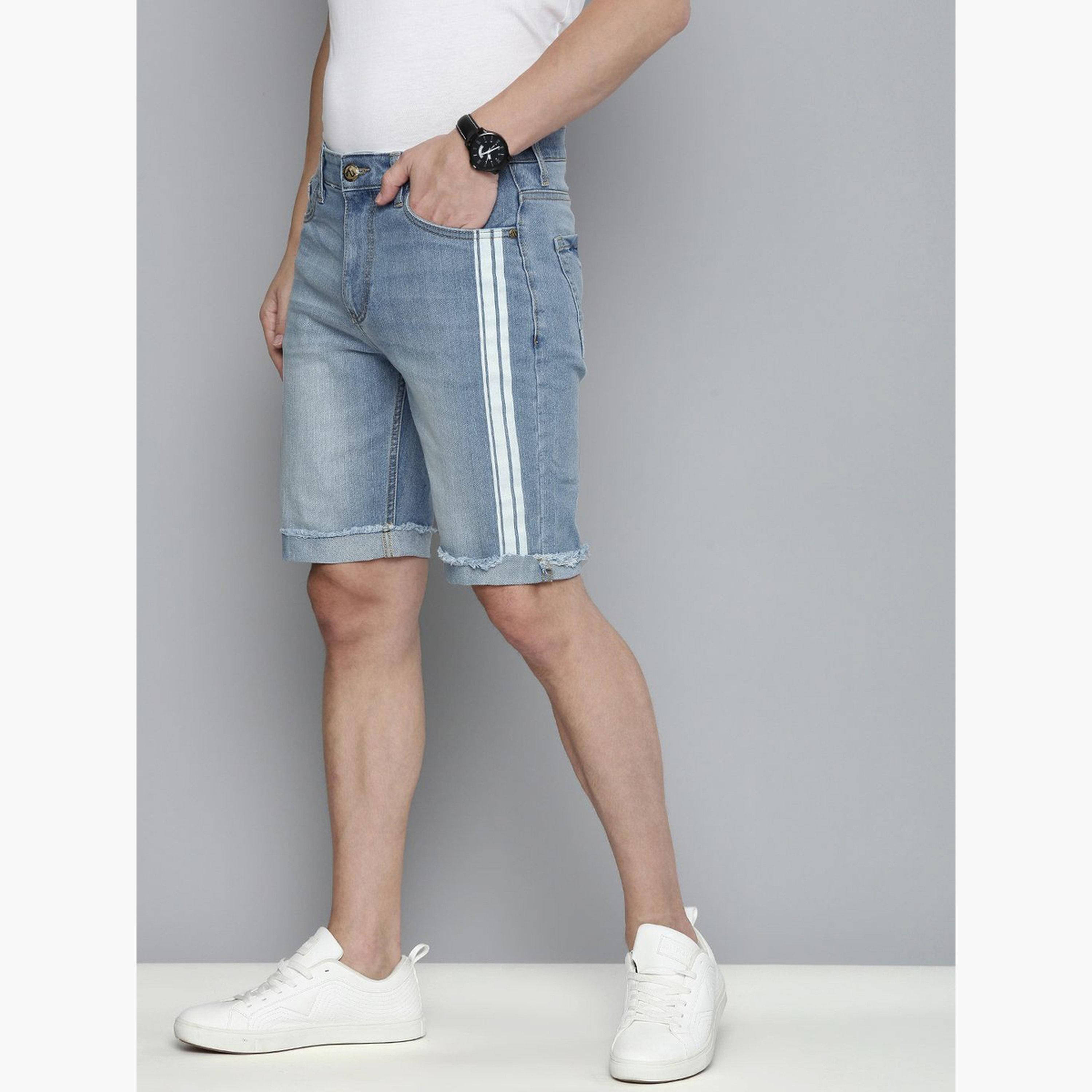 The Indian Garage Co X Styli Men Blue Striped Denim Shorts-men-clothing-bottoms-shorts-image-4