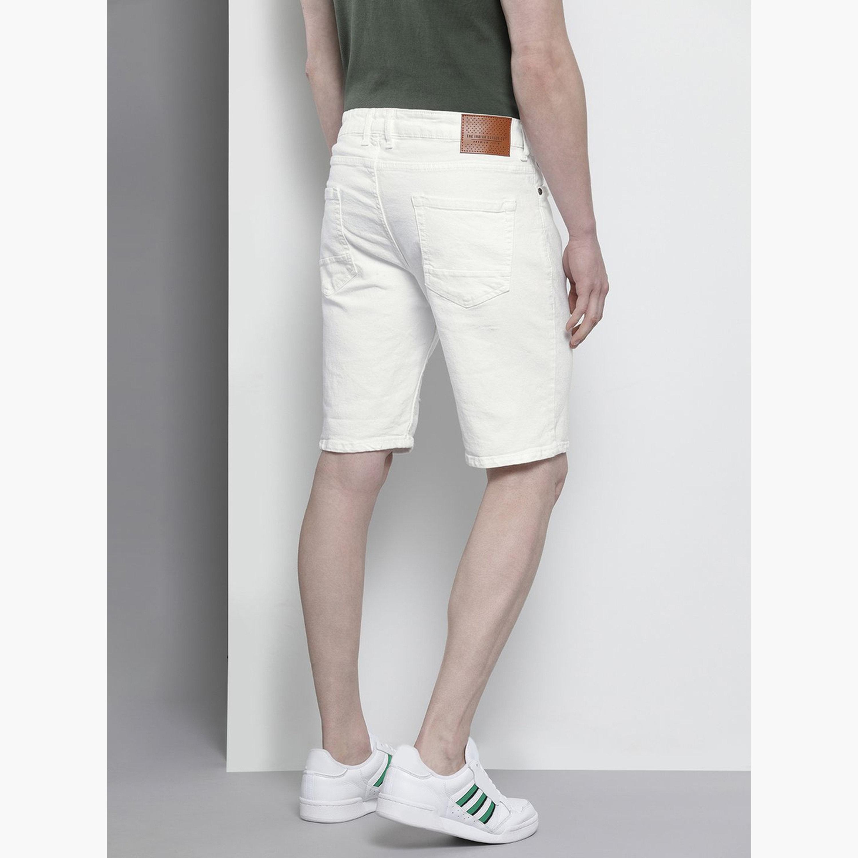 The Indian Garage Co X Styli Men White Slim Fit Solid Shorts-men-clothing-bottoms-shorts-image-3