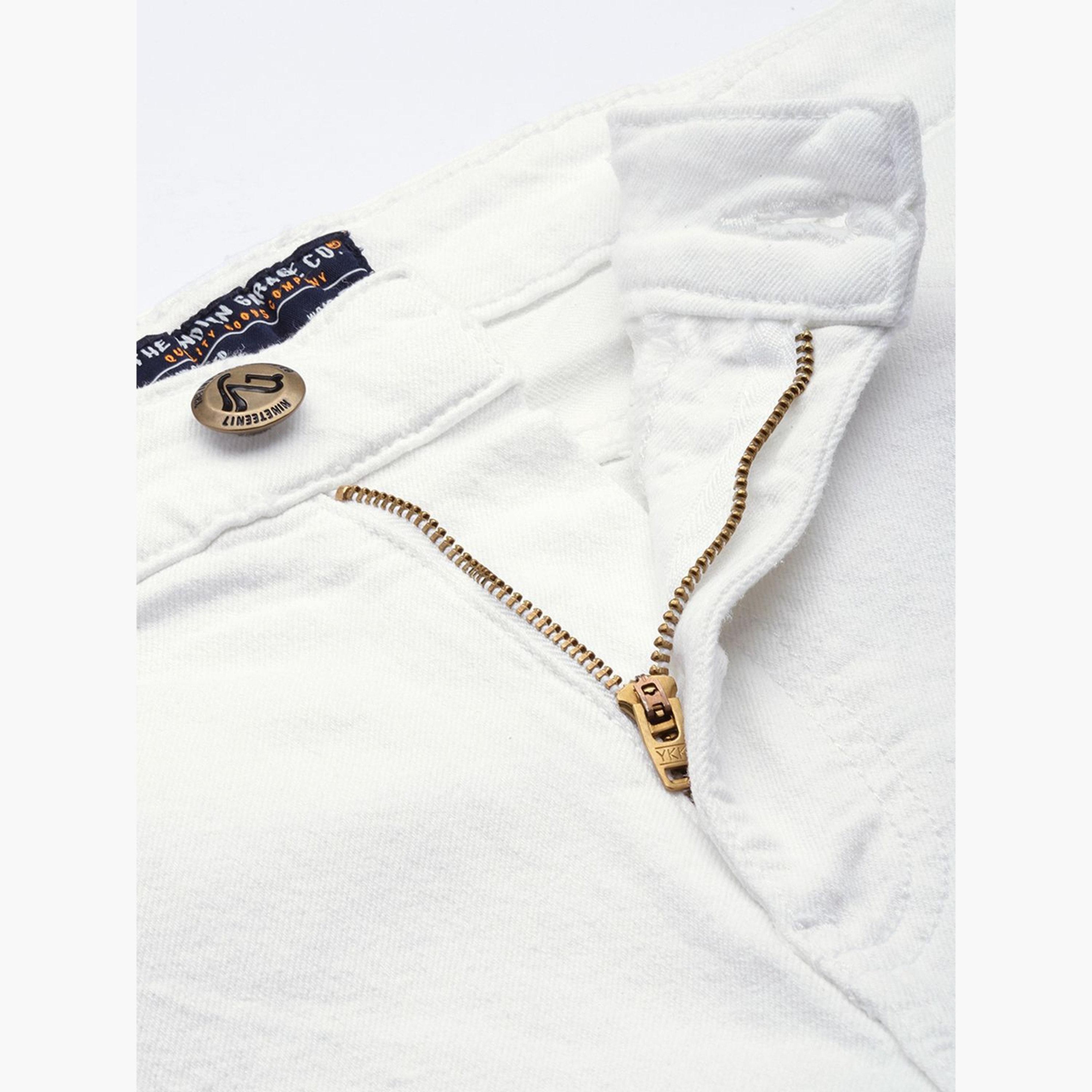 The Indian Garage Co X Styli Men White Slim Fit Solid Shorts-men-clothing-bottoms-shorts-image-5