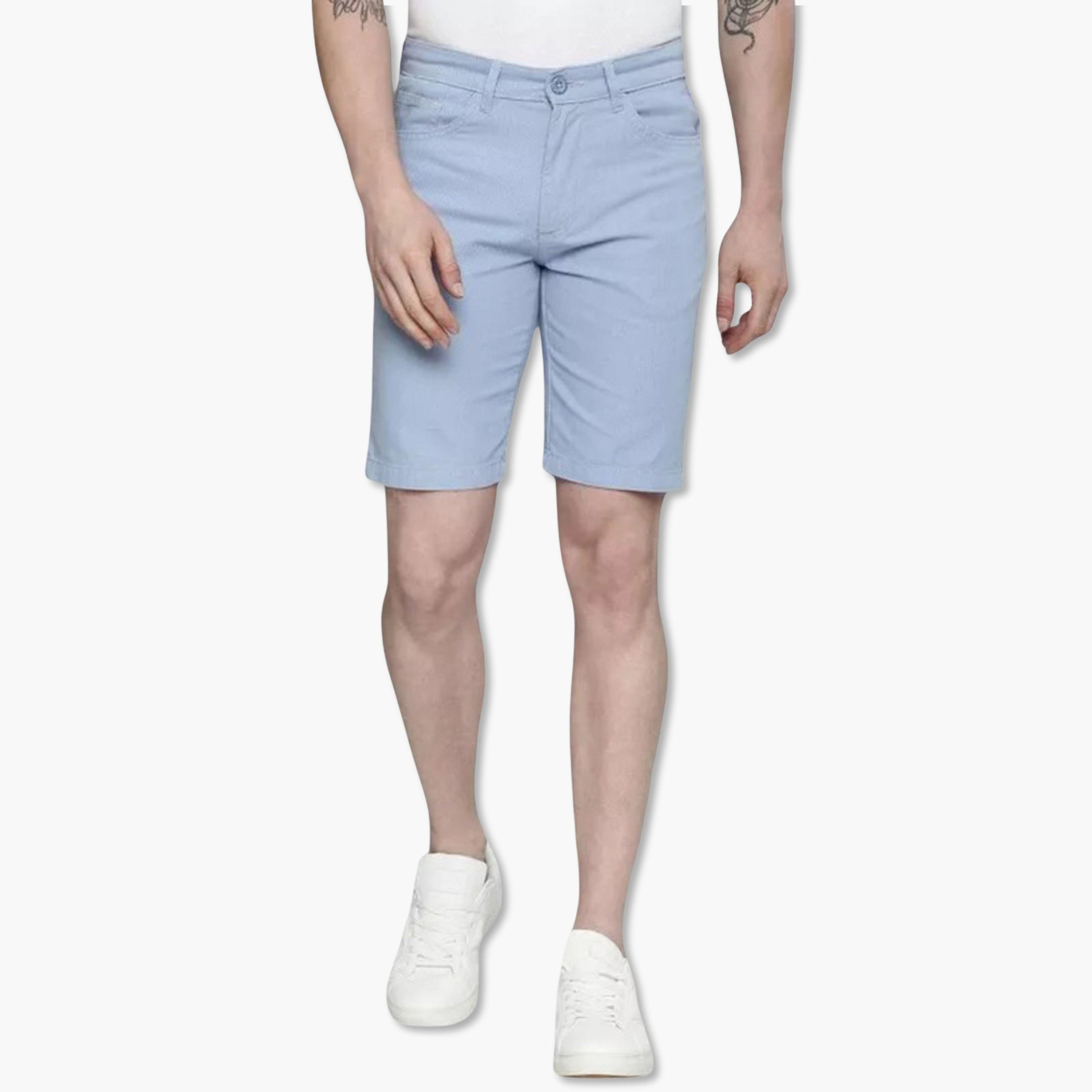 ذا انديان كراج كو × ستايلي - شورت رجالي تصميم نحيف لون الأزرق-men-clothing-bottoms-shorts-image-1