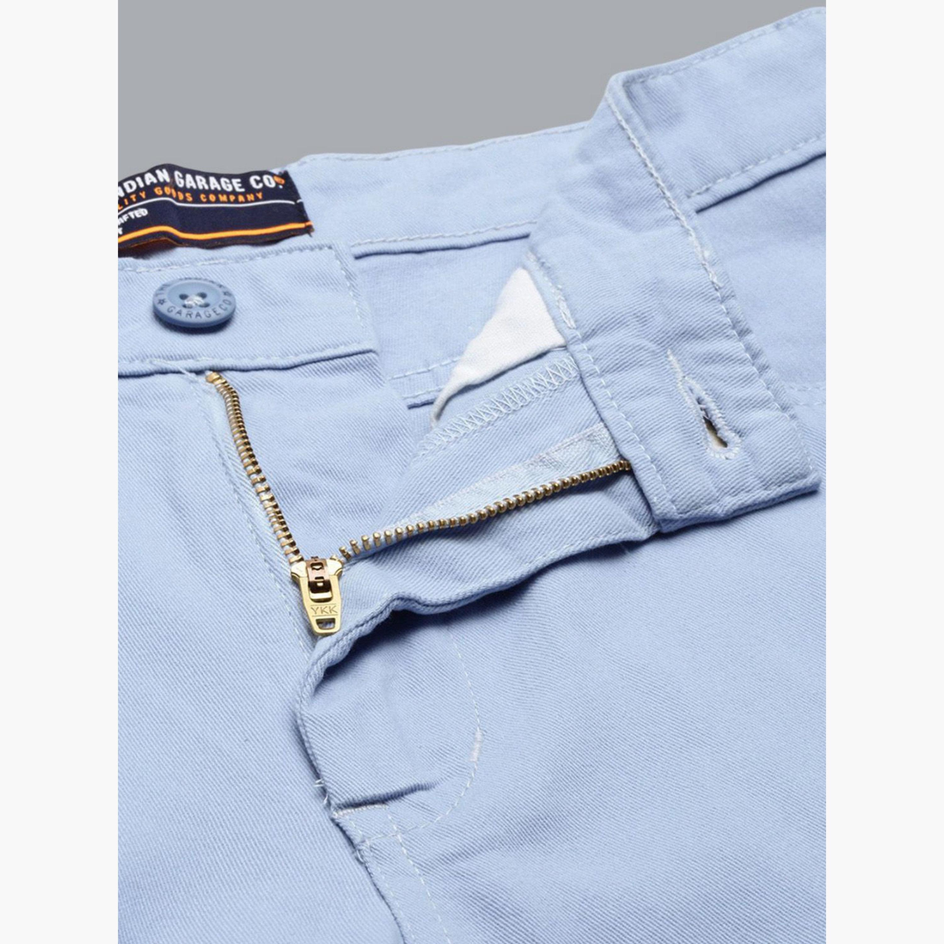 The Indian Garage Co X Styli Men Blue Slim Fit Solid Shorts-men-clothing-bottoms-shorts-image-6