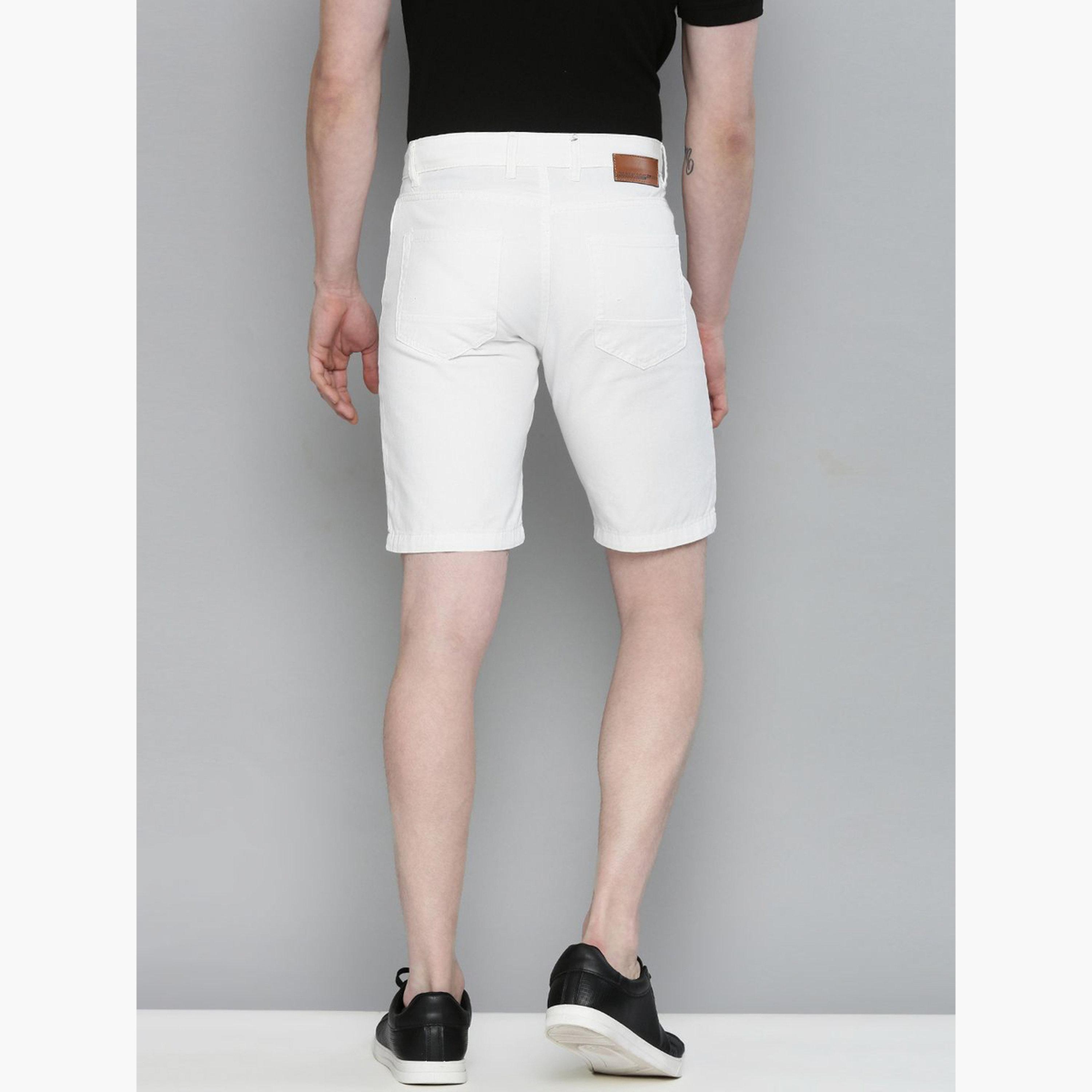The Indian Garage Co X Styli Men White Slim Fit Solid Shorts-men-clothing-bottoms-shorts-image-3