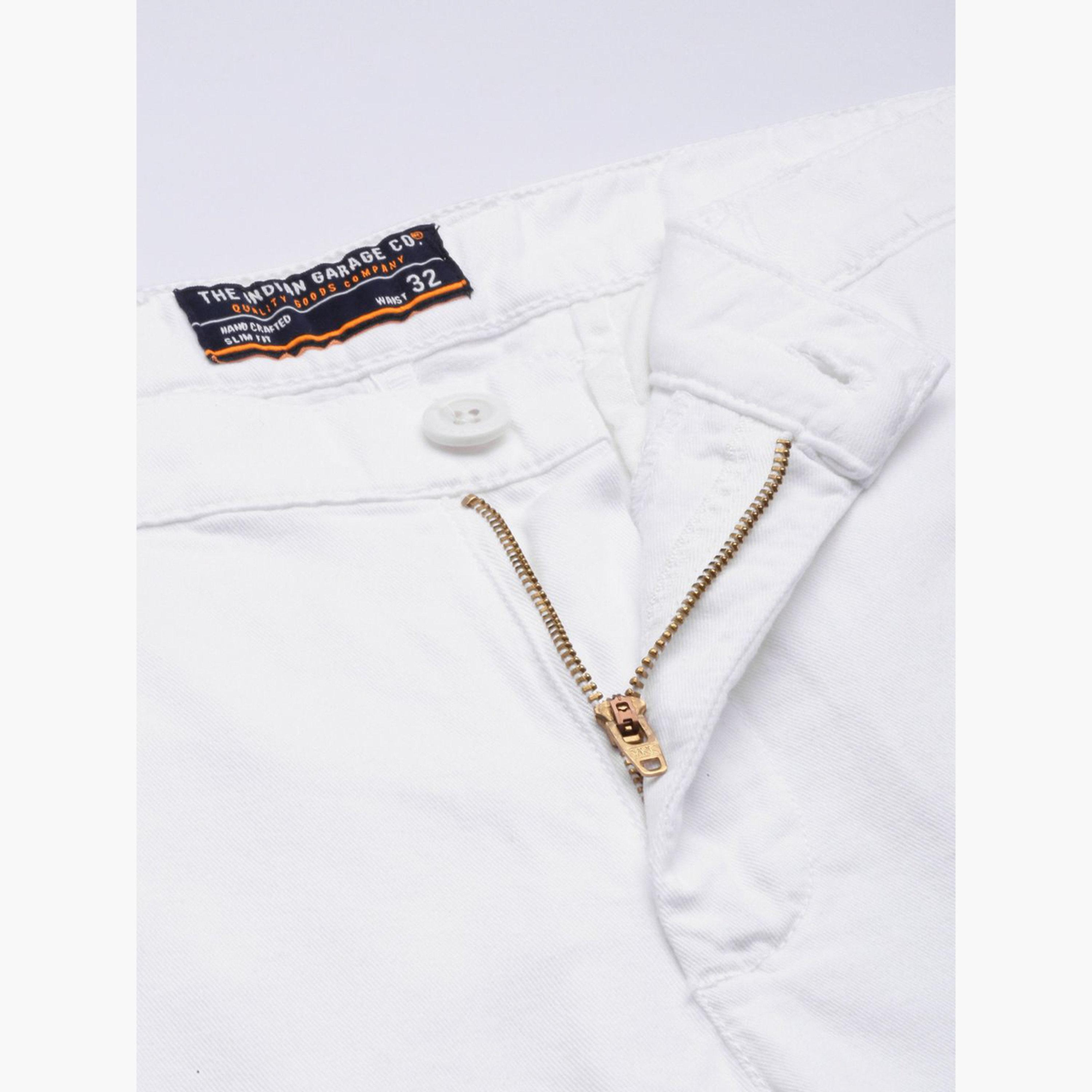 The Indian Garage Co X Styli Men White Slim Fit Solid Shorts-men-clothing-bottoms-shorts-image-5