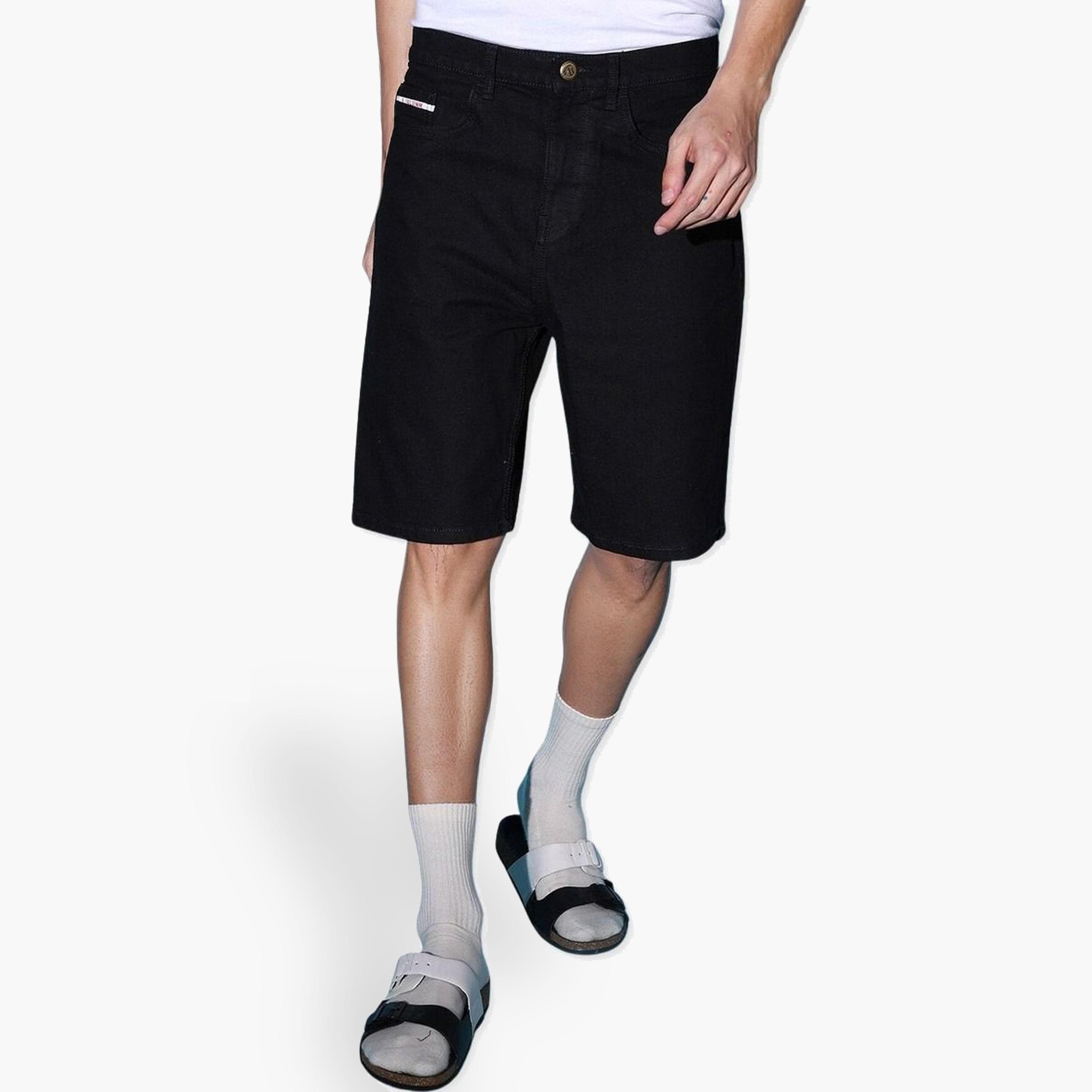 The Indian Garage Co X Styli Men Black Regular Fit Solid Shorts-men-clothing-bottoms-shorts-image-1