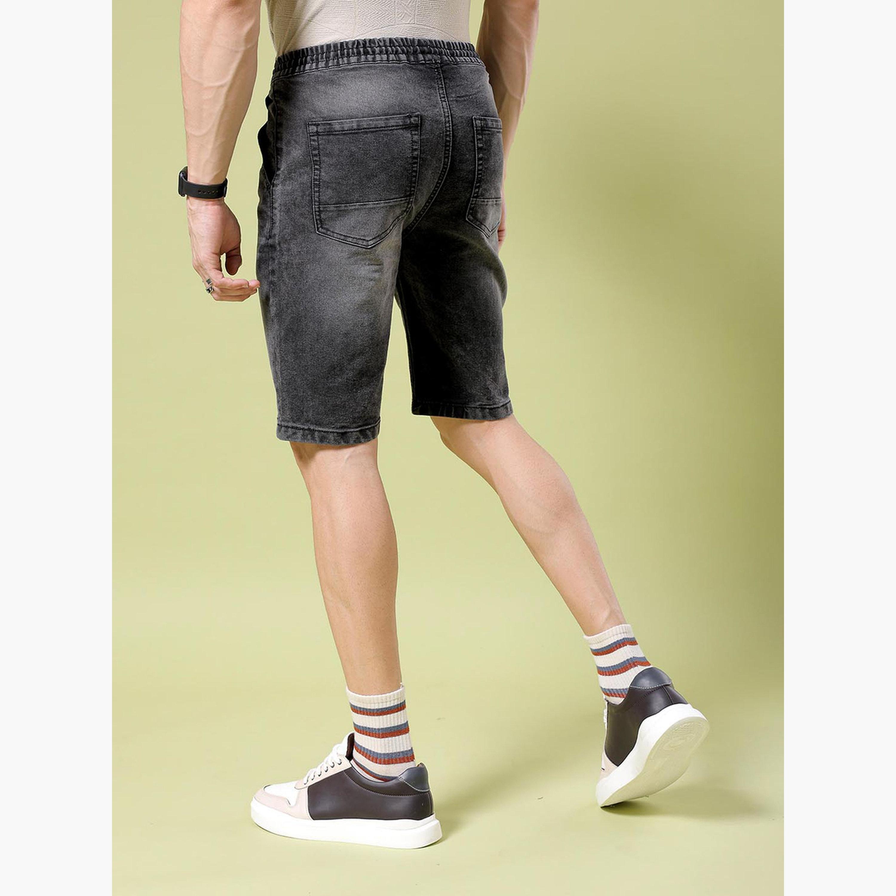 ذا انديان كراج كو × ستايلي - شورت أسود رجالي تصميم نحيف بألوان متدرجة-men-clothing-bottoms-shorts-image-5