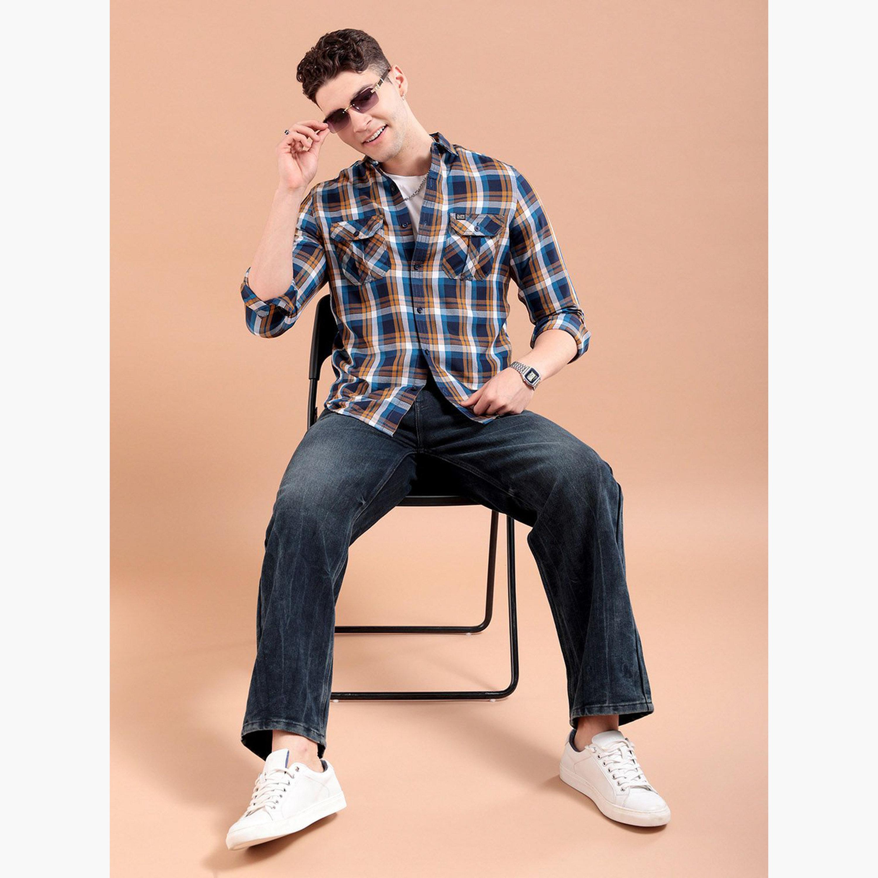ذا انديان كراج كو × ستايلي - قميص رجالي تصميم نحيف بني كاكي-men-clothing-shirts-image-2