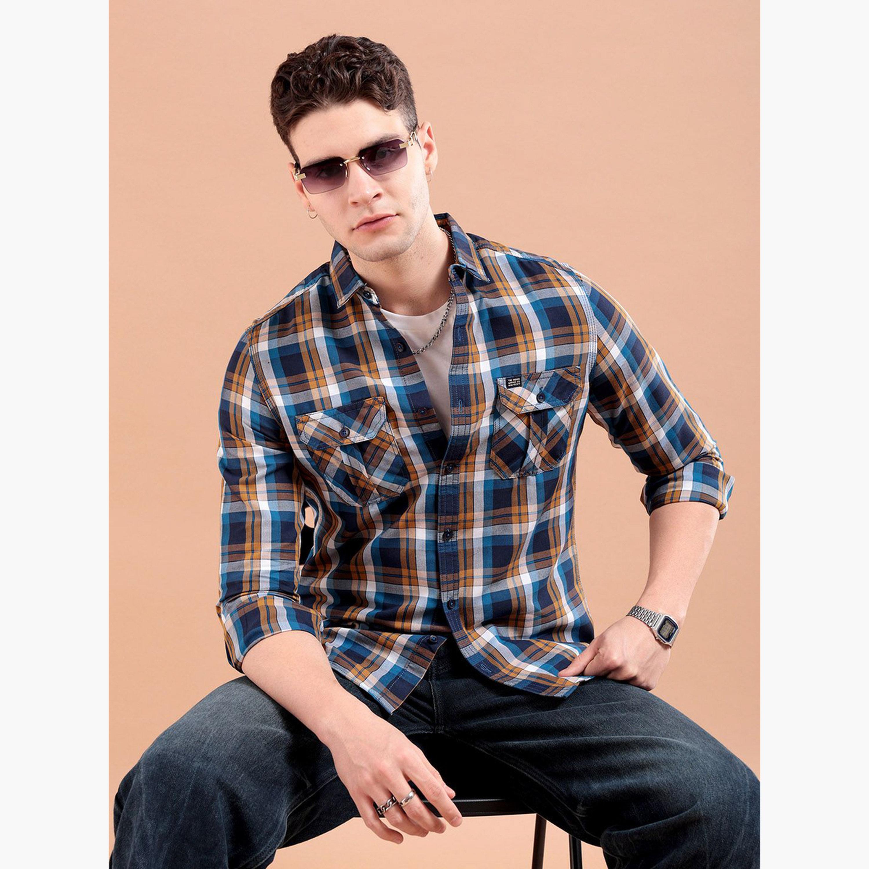 ذا انديان كراج كو × ستايلي - قميص رجالي تصميم نحيف بني كاكي-men-clothing-shirts-image-3